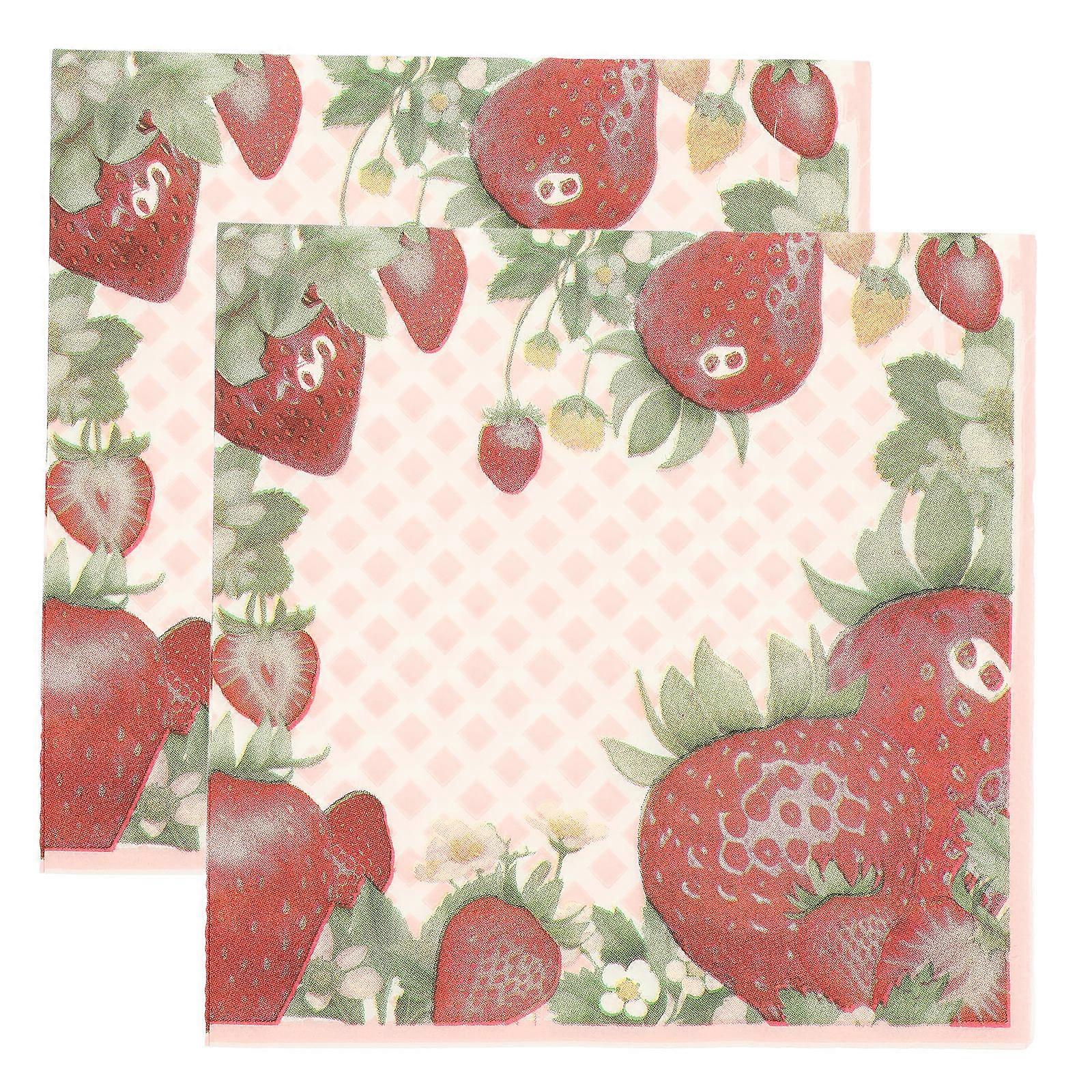 Strawberry Paper Napkin Multi Color 32.50X32.50X0.01cm Table Decoration Themed Parties 20 Sheets