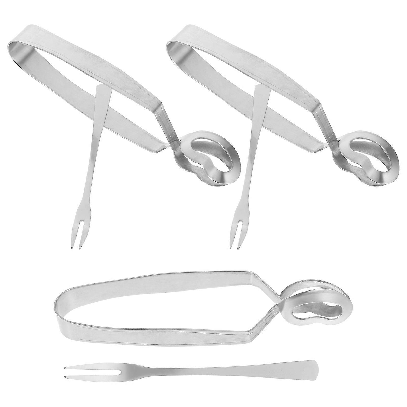 Escargot Tong And Forks French Style Tableware Adults Dinner Party Heat Resistance Rust Resistance 12.30X0.80X0.50cm 3Sets