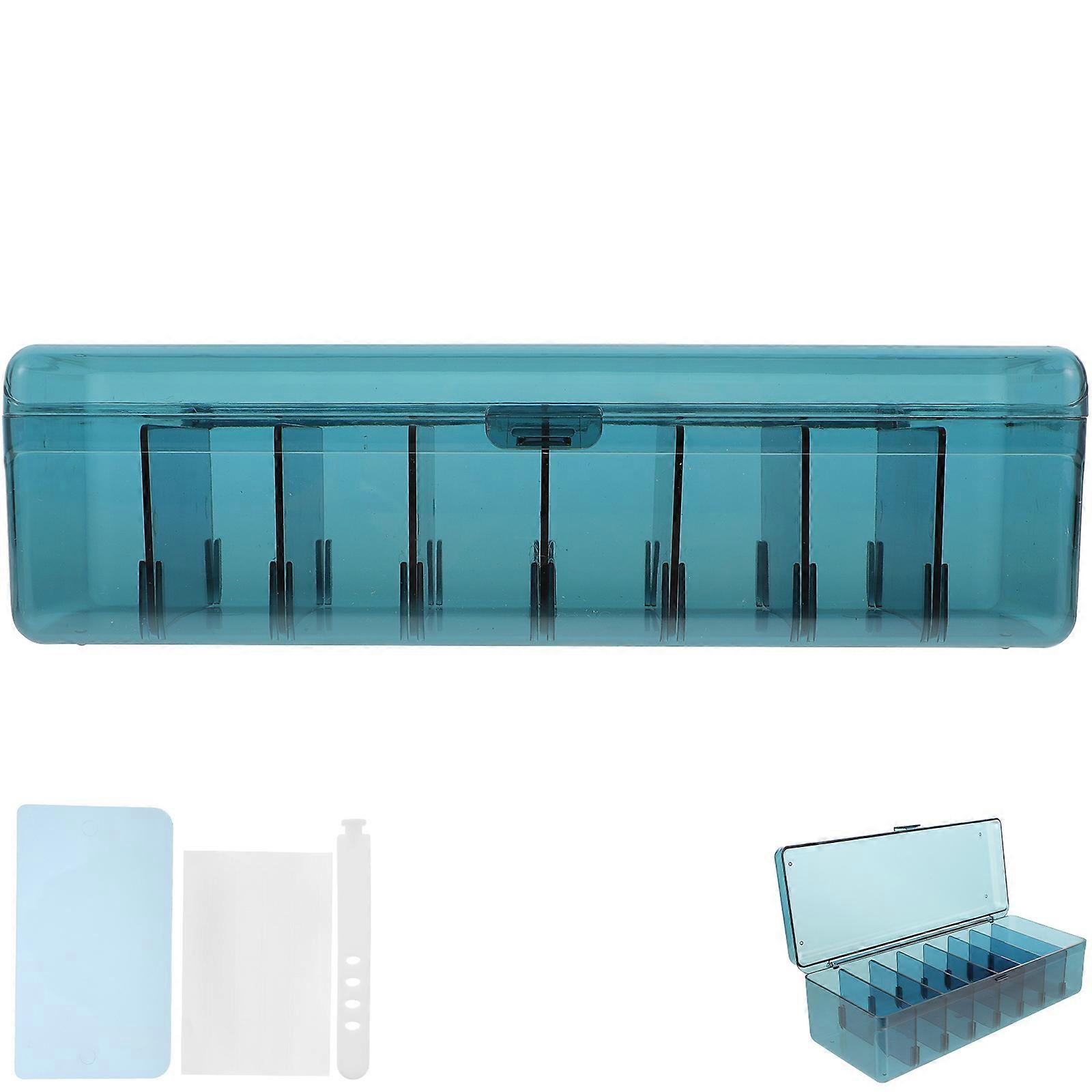 Cable Organization Box Storage Box Desktop Organization Blue PET Partitioned Design 1 Set
