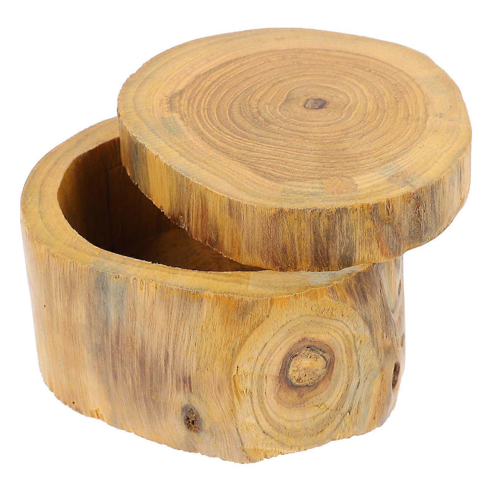 Retro Round Jewelry Box for Storing with Beautiful Appearance Light Brown 1Pc