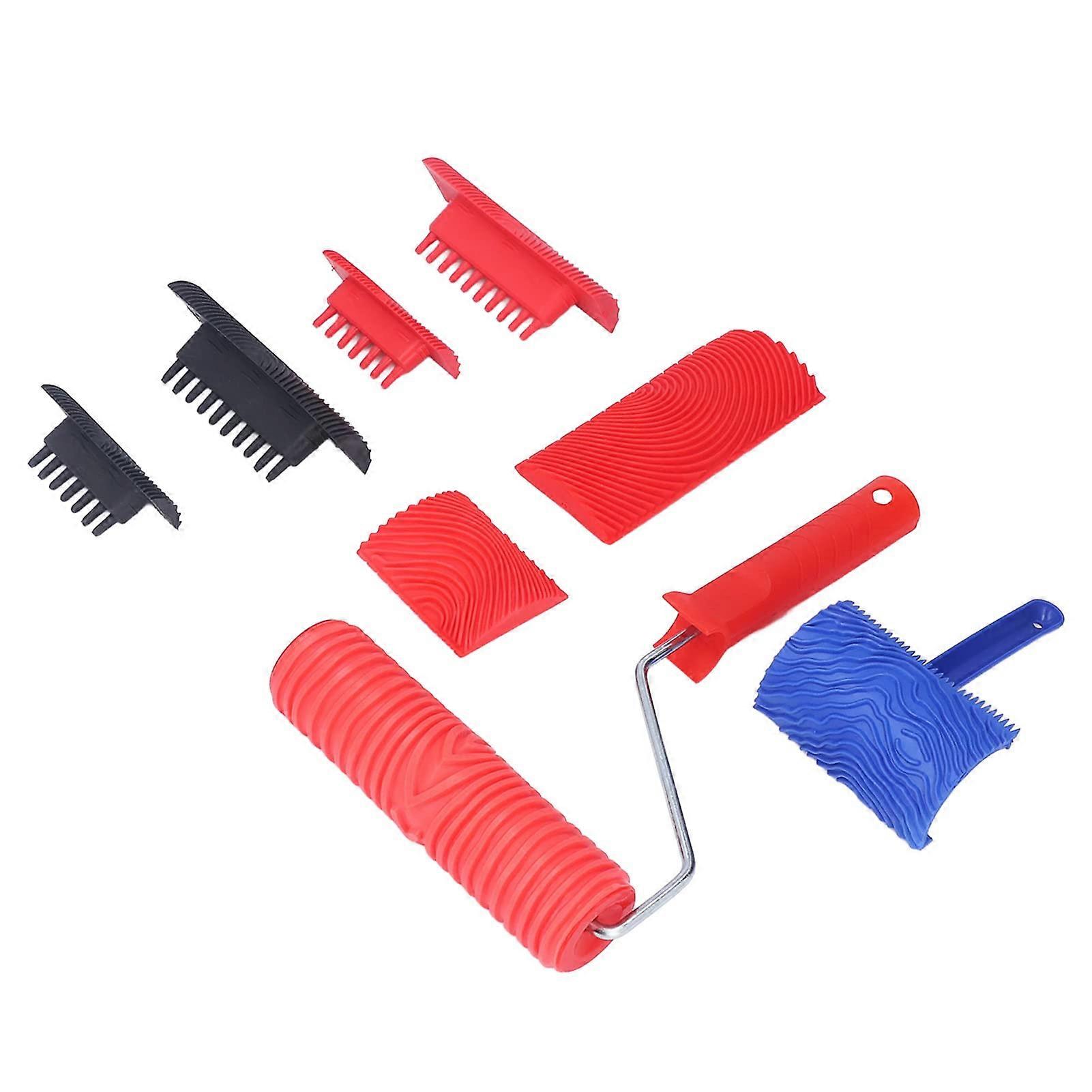 Rubber wood grain tool, handheld wood texture pattern roller for DIY, wood floor decoration, painting tool, effortless. B Base Dry to a Wood Graining.