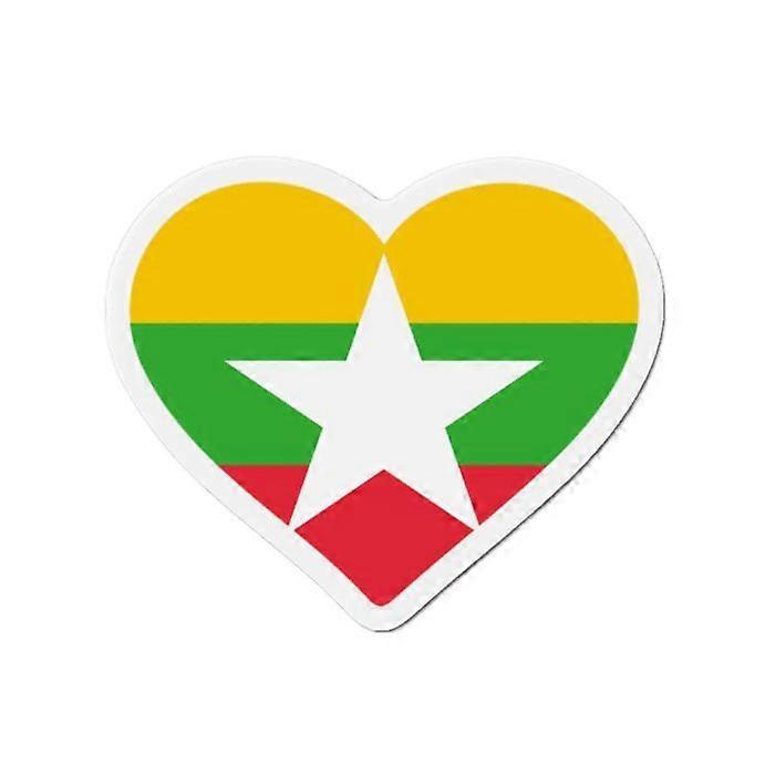 Magnet Heart Flag Myanmar - Multicolor - 9 cm - 50 pieces - Synthetic resin - Mixed