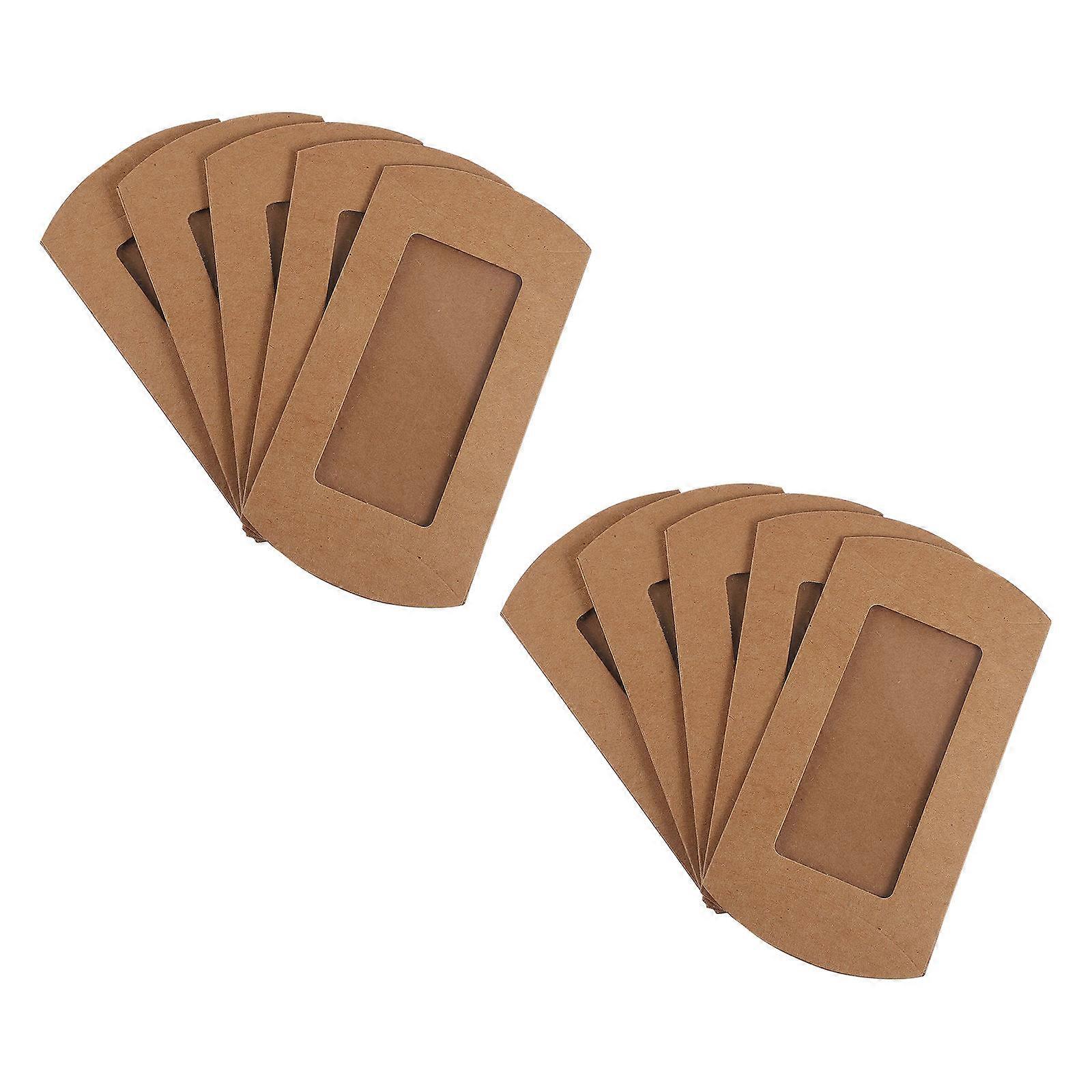 Adorable Pillow Shape Candy Gift Boxes with Clear Window and Brown Paper for Storage 10pcs