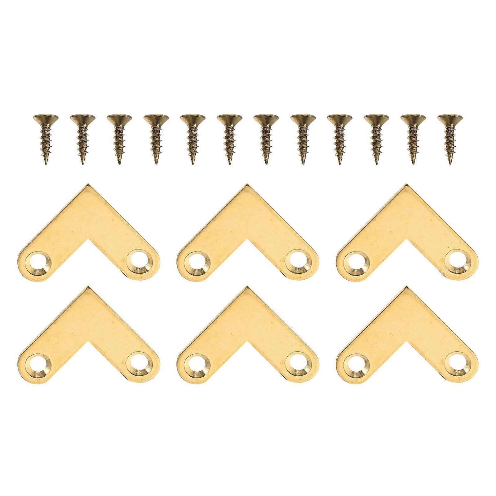 6Pcs Sturdy Right Angle Corner Brackets Brass Joint Connectors
