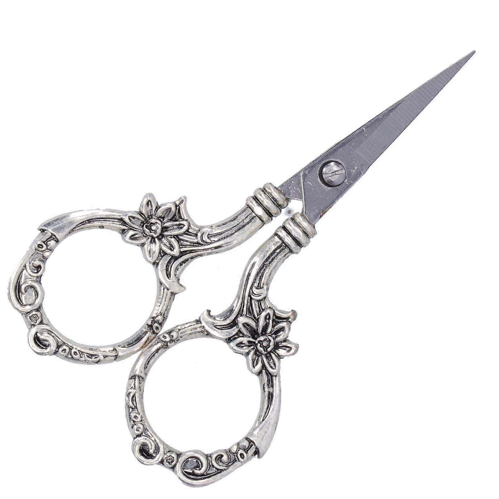 Vintagestyle European embroidery scissors, DIY tool, retro craft collection (silver)