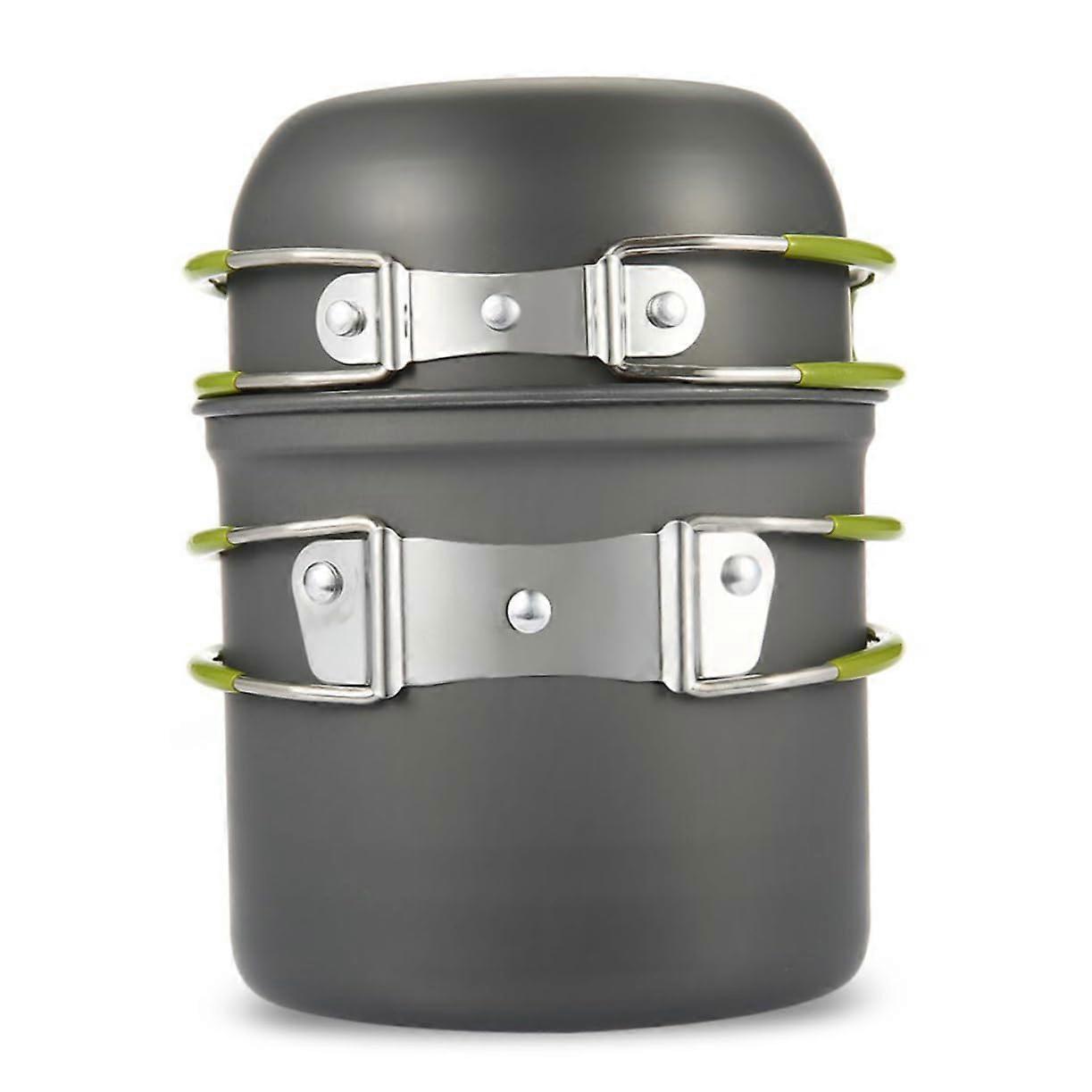 2Piece Camping Cookware Set with Pan and Pot with Silicone Handles for Outdoor Activities Such as Picnics and Camping