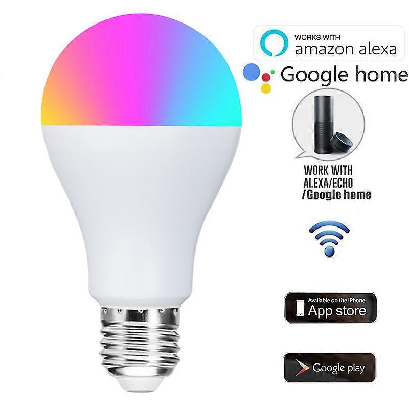 Smart WiFi Light Bulb RGBCW Color Changing A21 E27 Bulb Smart Life APP Control 9W 1000LM 70mm Bulb No hub Required Compatible with and Home Assistant