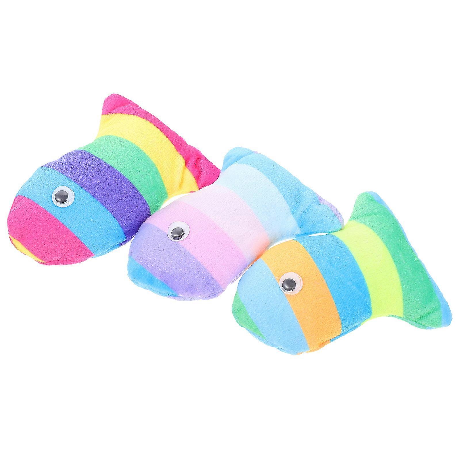 Interactive Cat Toys Contains Catnip Plush Material Striped Cat Shape Reduces Furniture Damage Indoor Playtime 3Pcs