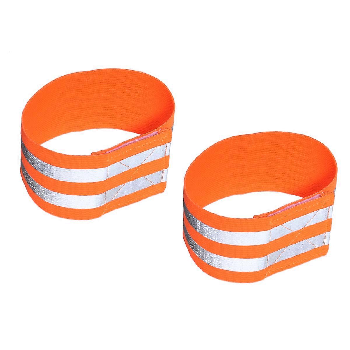 Reflective Elastic Band for Sports Use High Visibility Safety Strap Armband in Orange Adjustable Size