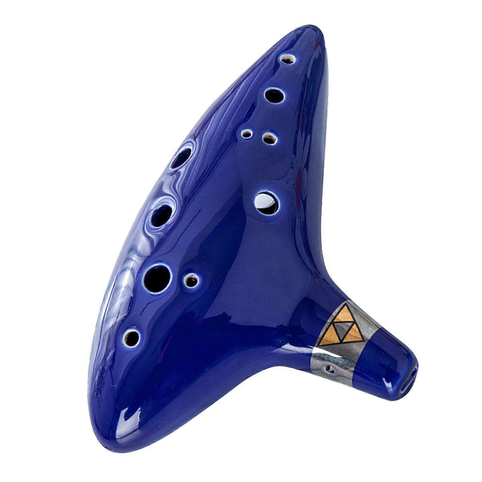 12 Holes Alto C Ocarina Ceramic Ocarina with Lanyard Handrest Mini Wind Instrument for Beginners