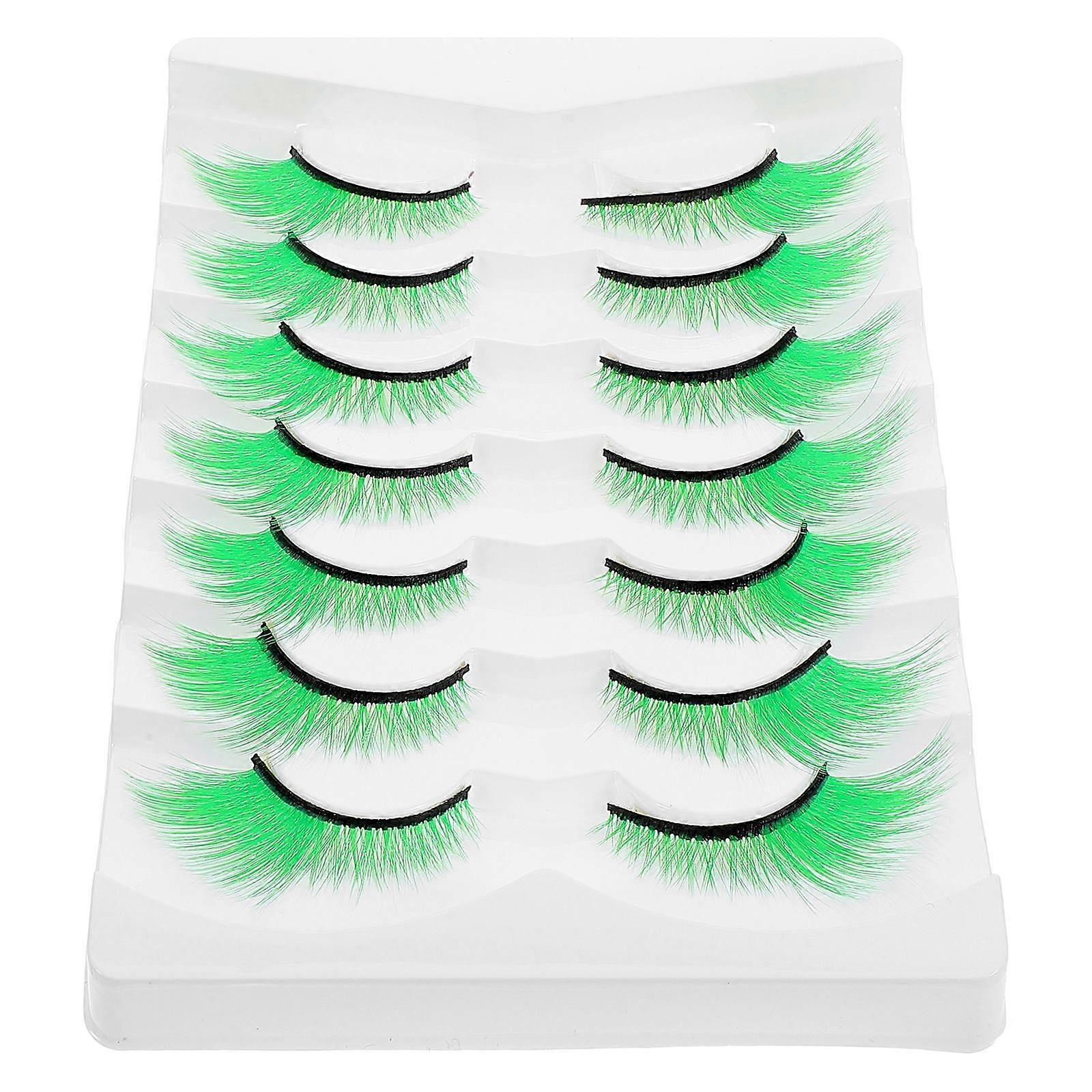 7 Pairs Green False Lashes for St. Patrick’s Day Cosplay – Reusable Dramatic Eye Accessories for Costume Parties & Makeup Lovers