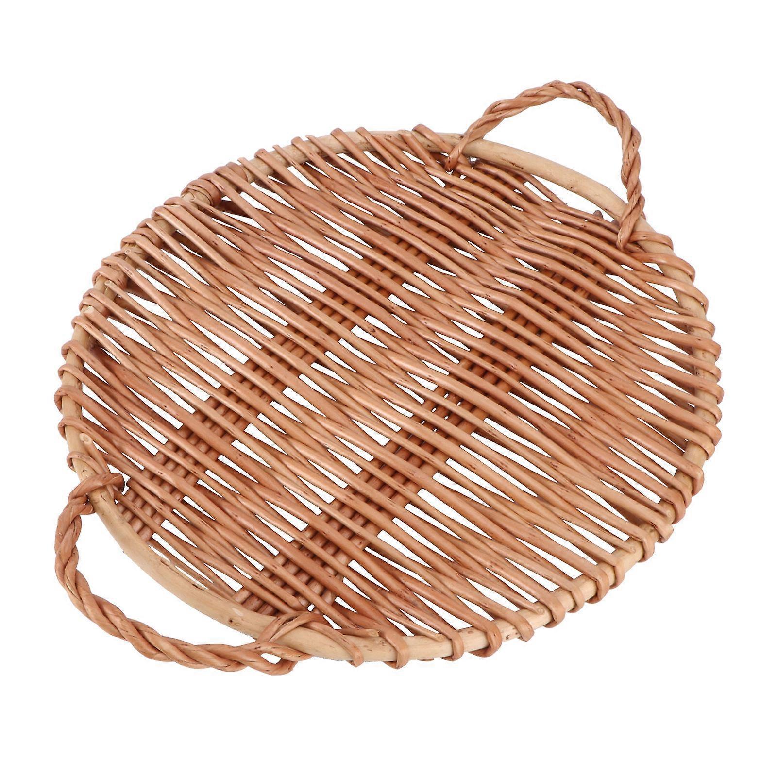 Elegant Round Woven Food Tray for Snacks, Fruits, and Bread – Handmade Serving Container for Home and Events