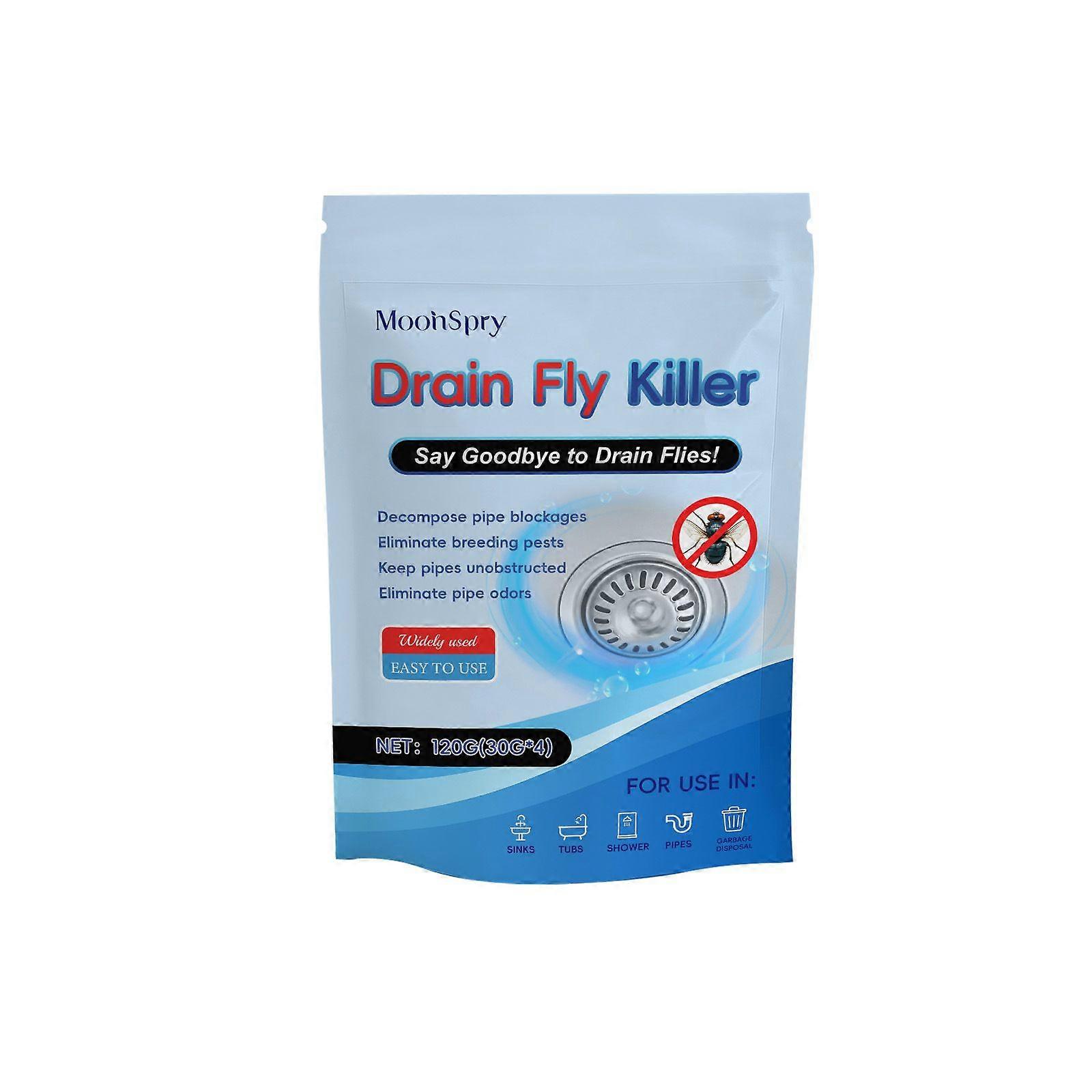 Drain Fly Killer - محلول قوي لتنظيف الأنابيب مع هيدروكسيد الصوديوم ومسحوق الألومنيوم ، يزيل الذباب ، يتحلل الانسدادات ، يزيل الروائح الكريهة