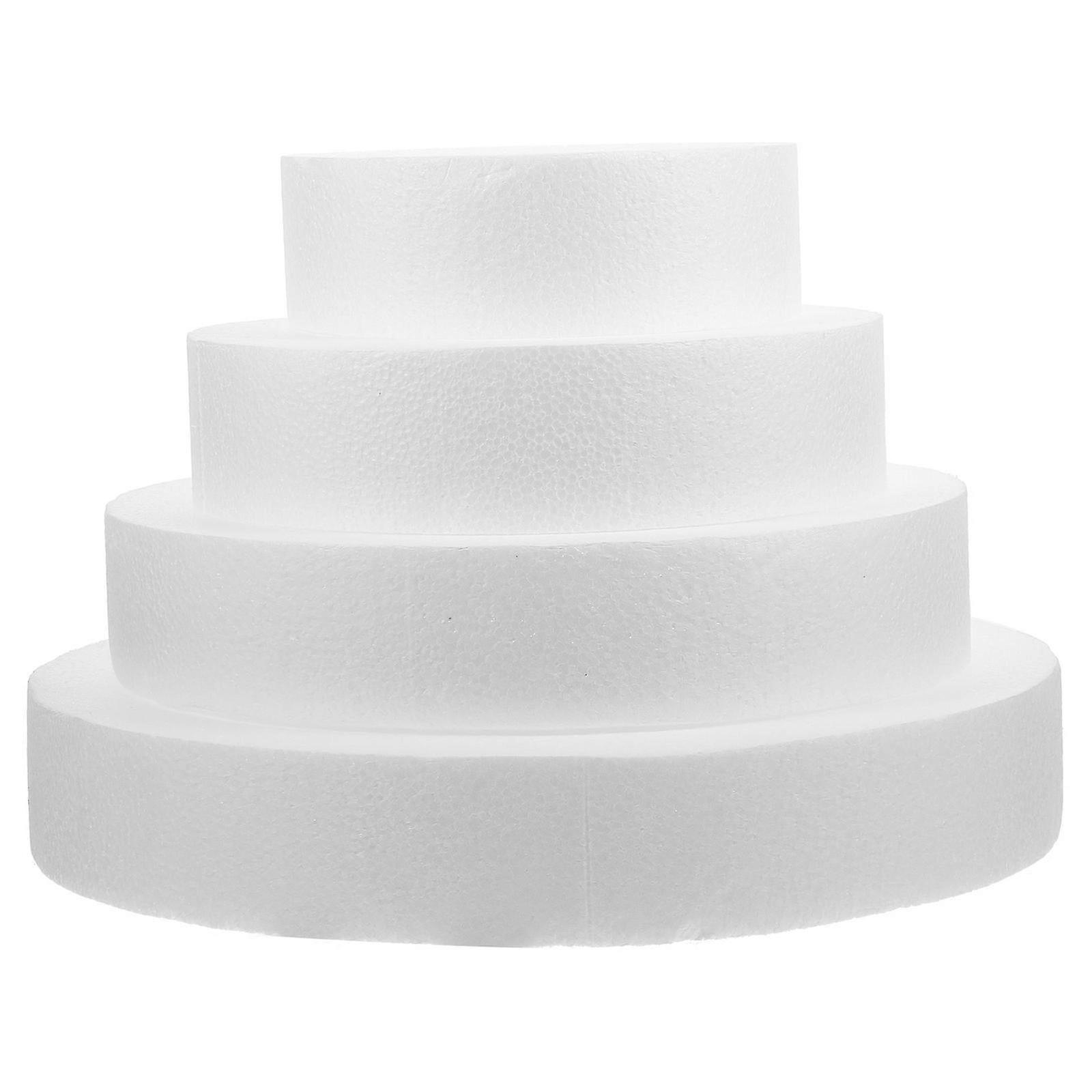 2025 4pcs Foams Cake Practicing Molds Dummy Cake Models for DIY Decorating (White)