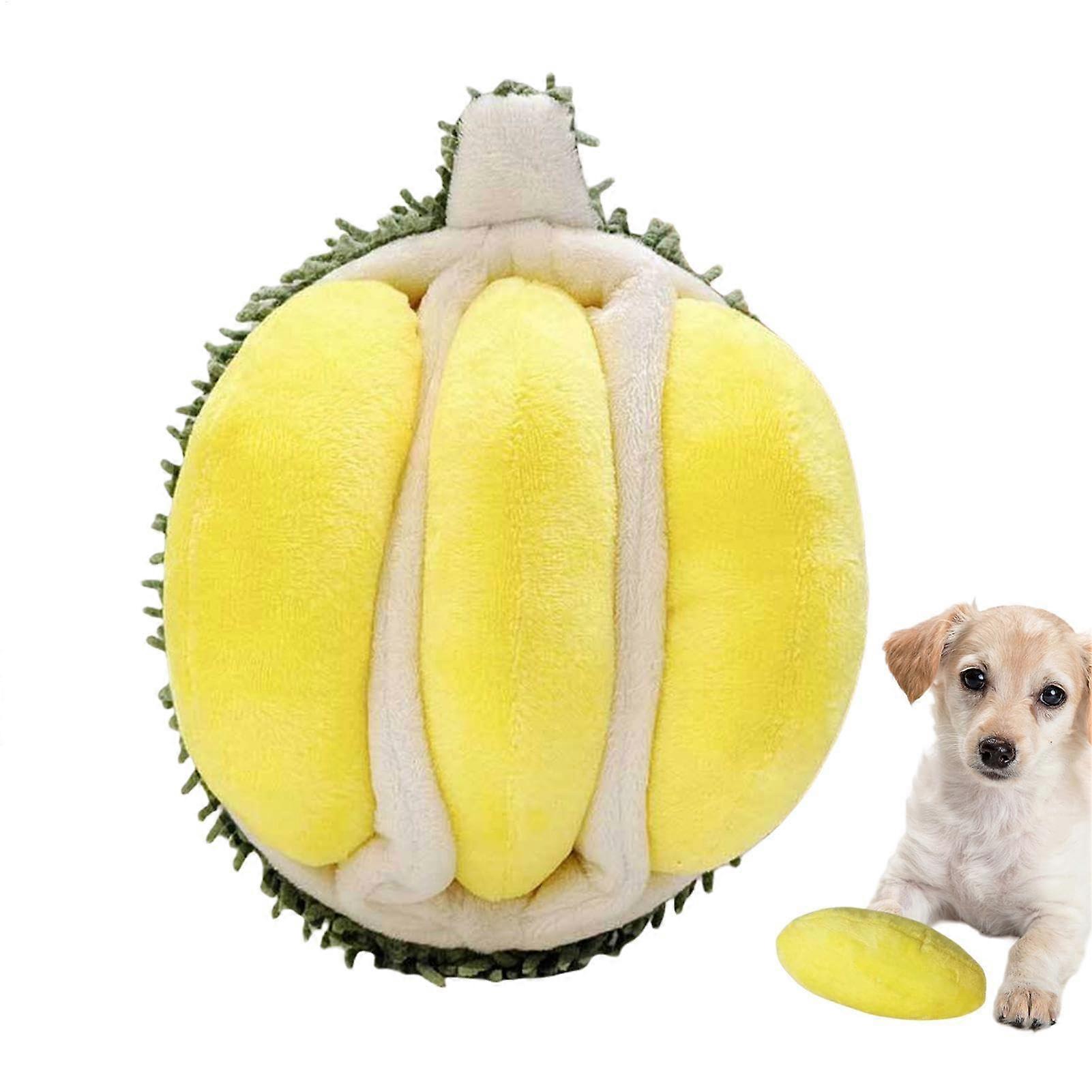 Dog Squeaky Plush Toy Durian Shape Soft Chew Toy for Puppies and Small Dogs