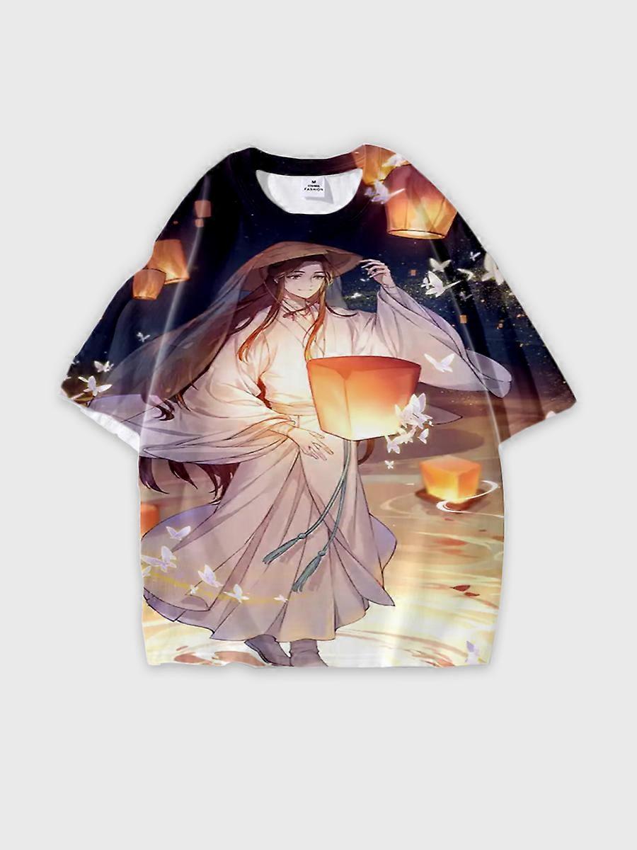 T-shirt round neck Role Pattern loose short sleeve E4009