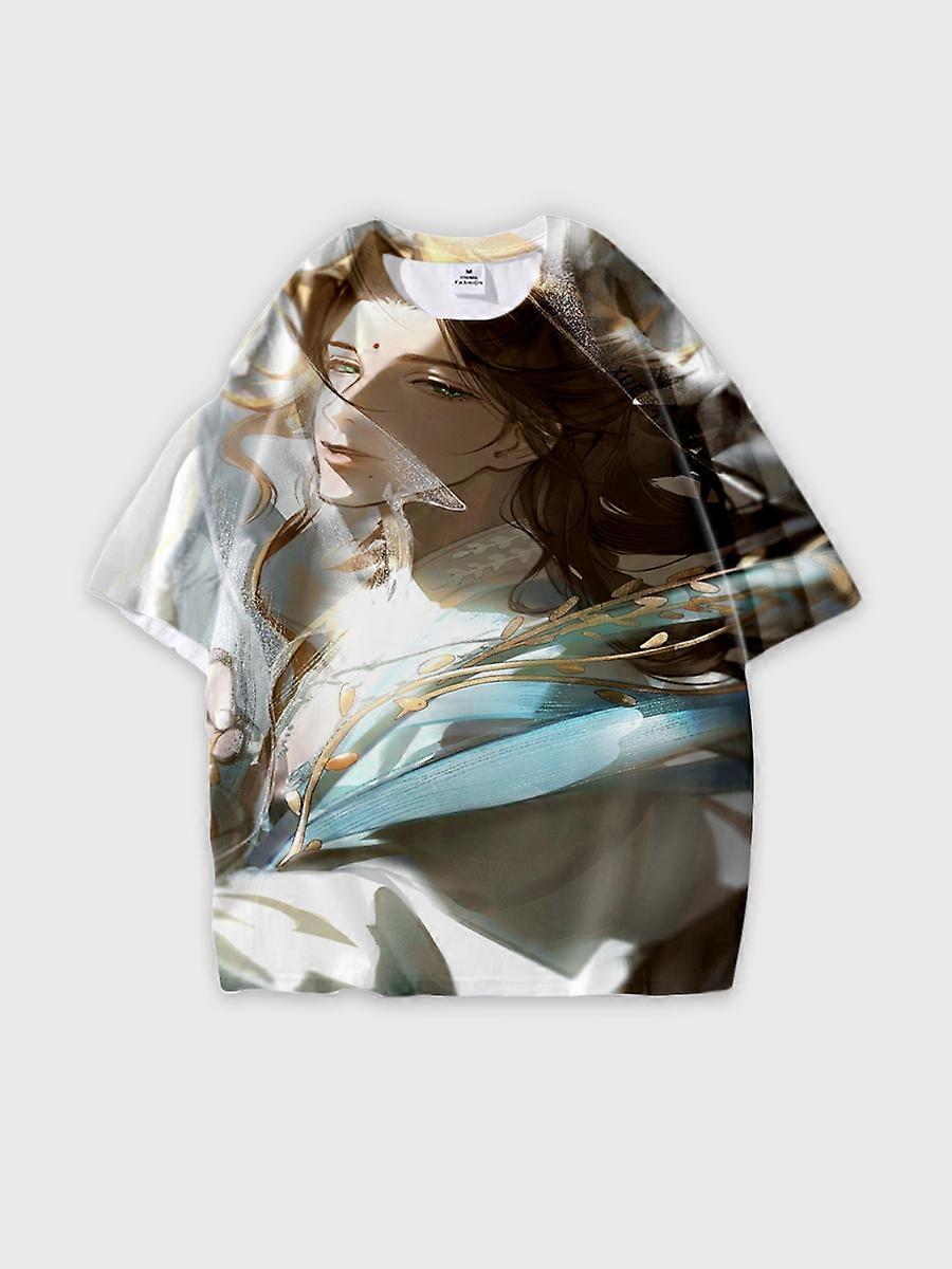 T-shirt round neck Role Pattern loose short sleeve E2079