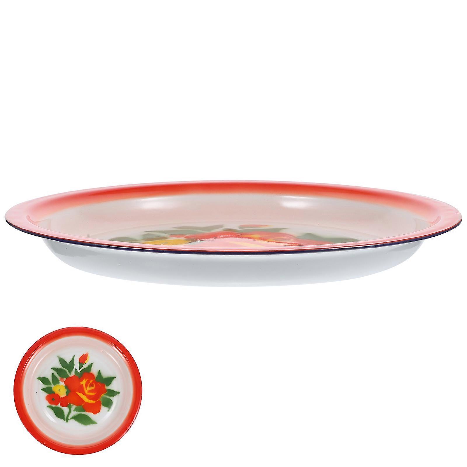 Chinese Style Enamel Serving Plate Multi Function Decorative Food Dish for Tea, Fruits, and Snacks – Chic Design Home Use Tray