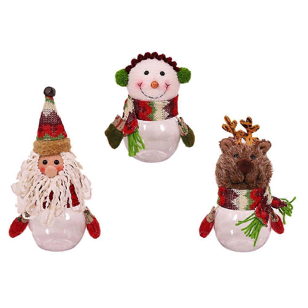 3Pack Decorative Jars With Lids Cartoon Candy Jars Set Christmas Occasion Fun Snowman Shape Assorted Color Decoration