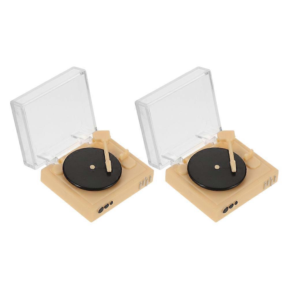 2pcs Miniature Dollhouse Record Player Vintage CD Player Model 1 12 Scale Dollhouse Accessories Furniture