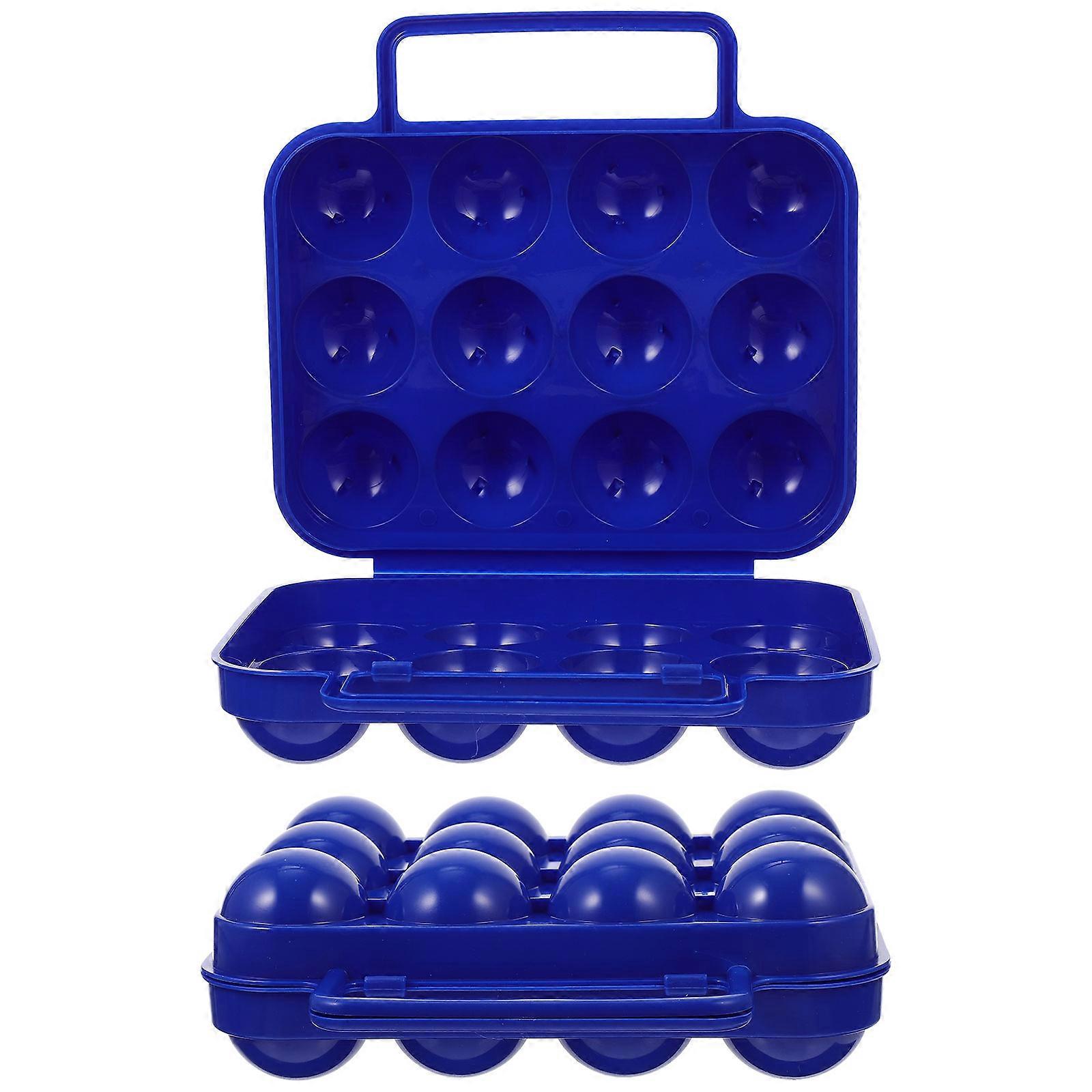 Blue Plastic Egg Storage Container for Fridge with Durable PP Material Holds 12 Eggs Each Practical and Safe Egg Holder 2 Pack