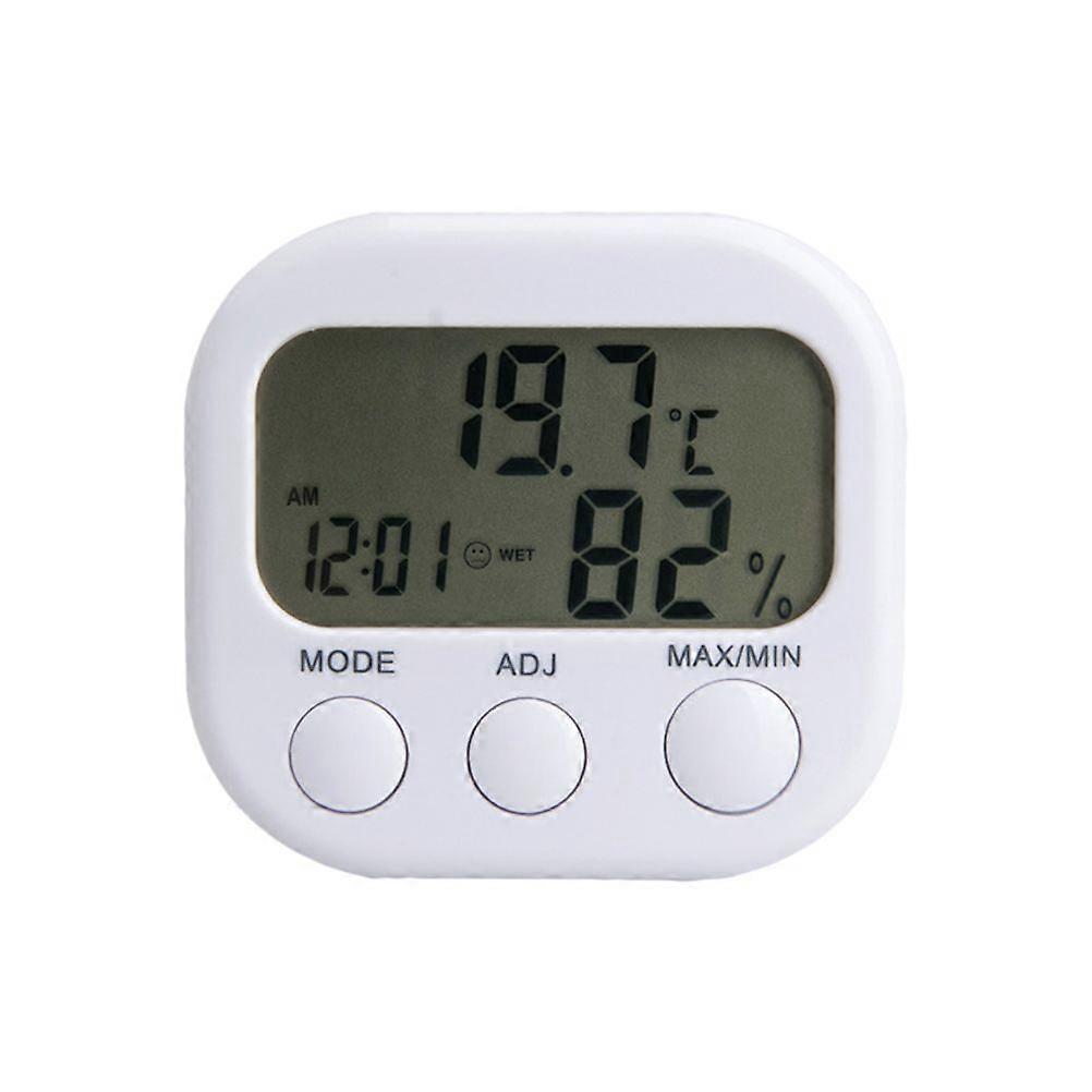 1Pc Digital High Precision Temperature Thermometer Humidity Meter Clock Barometer Hygrometer Thermometer (White)