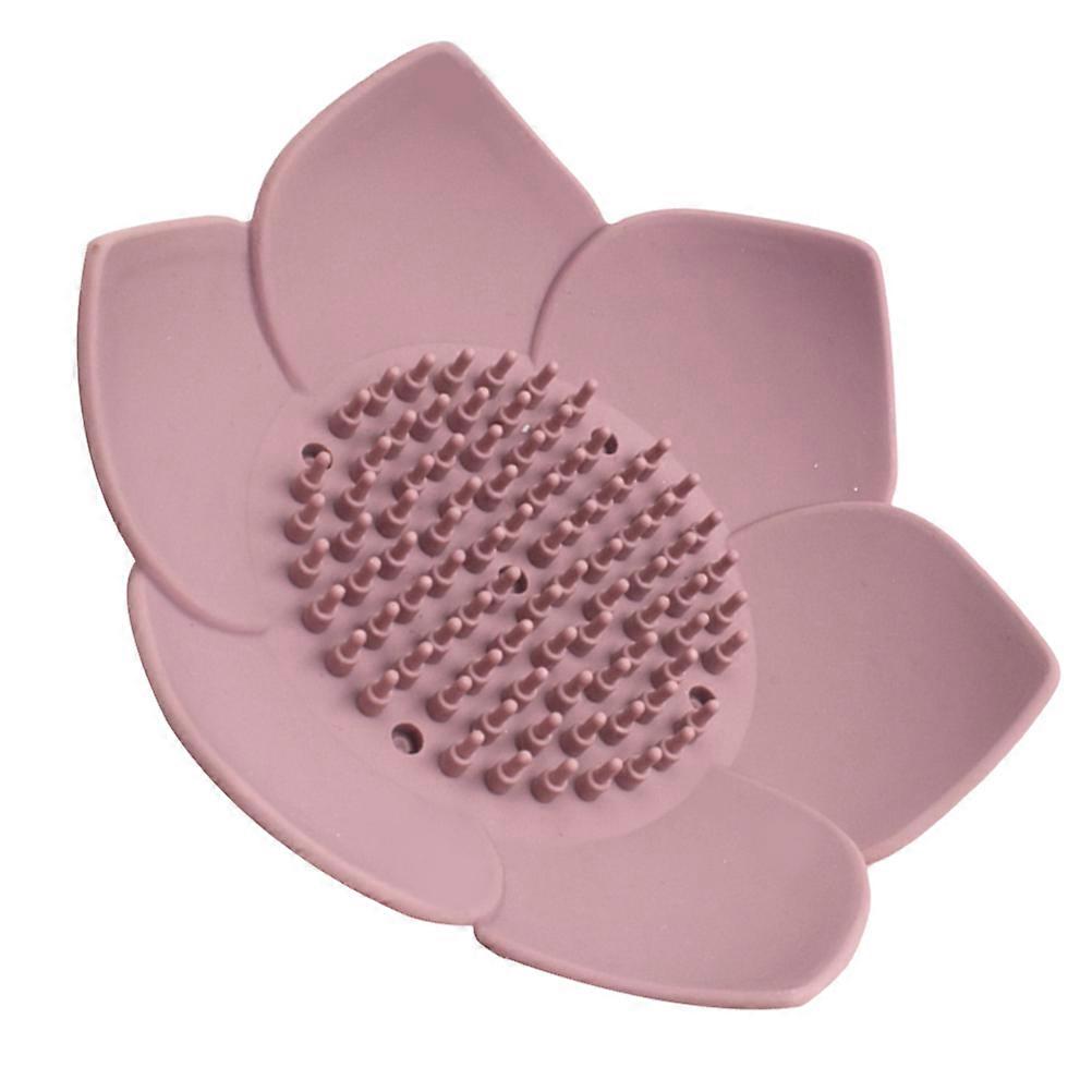 Bathroom Decorative Tray Silicone Soap Organizer Self-Draining Holder For Home Use Lavender 1Pc