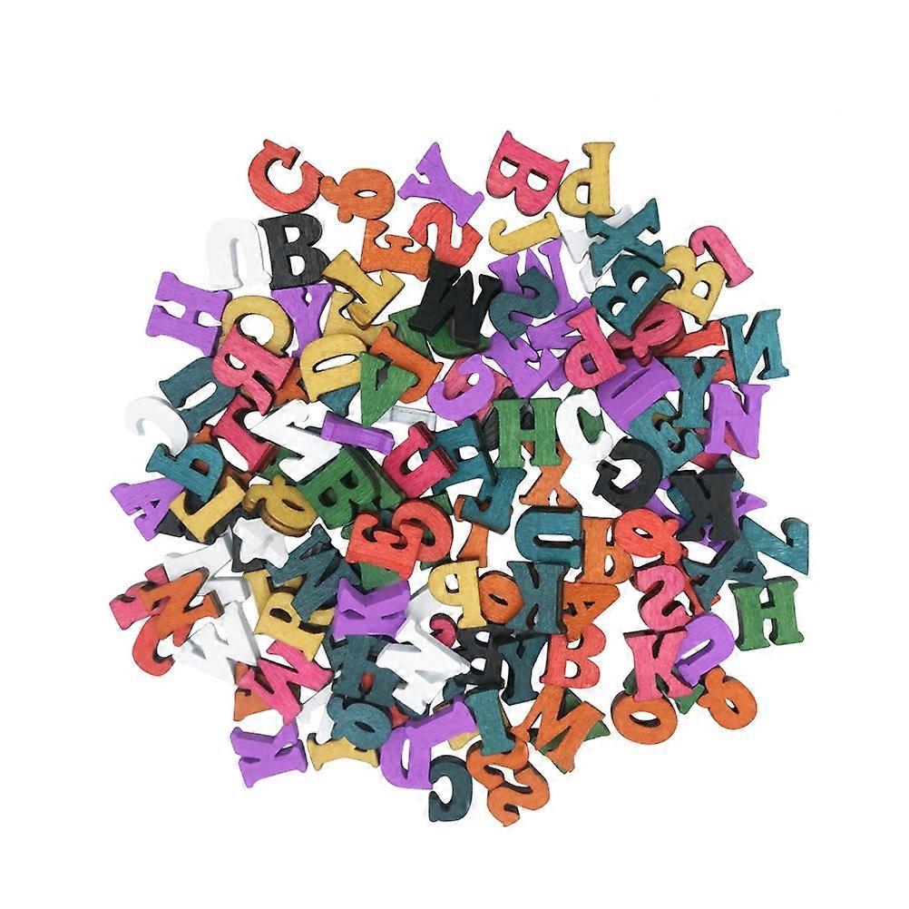 Wooden English Letters Buttons for DIY Crafts and Educational Tools Assorted Color Smooth Edges 15mm