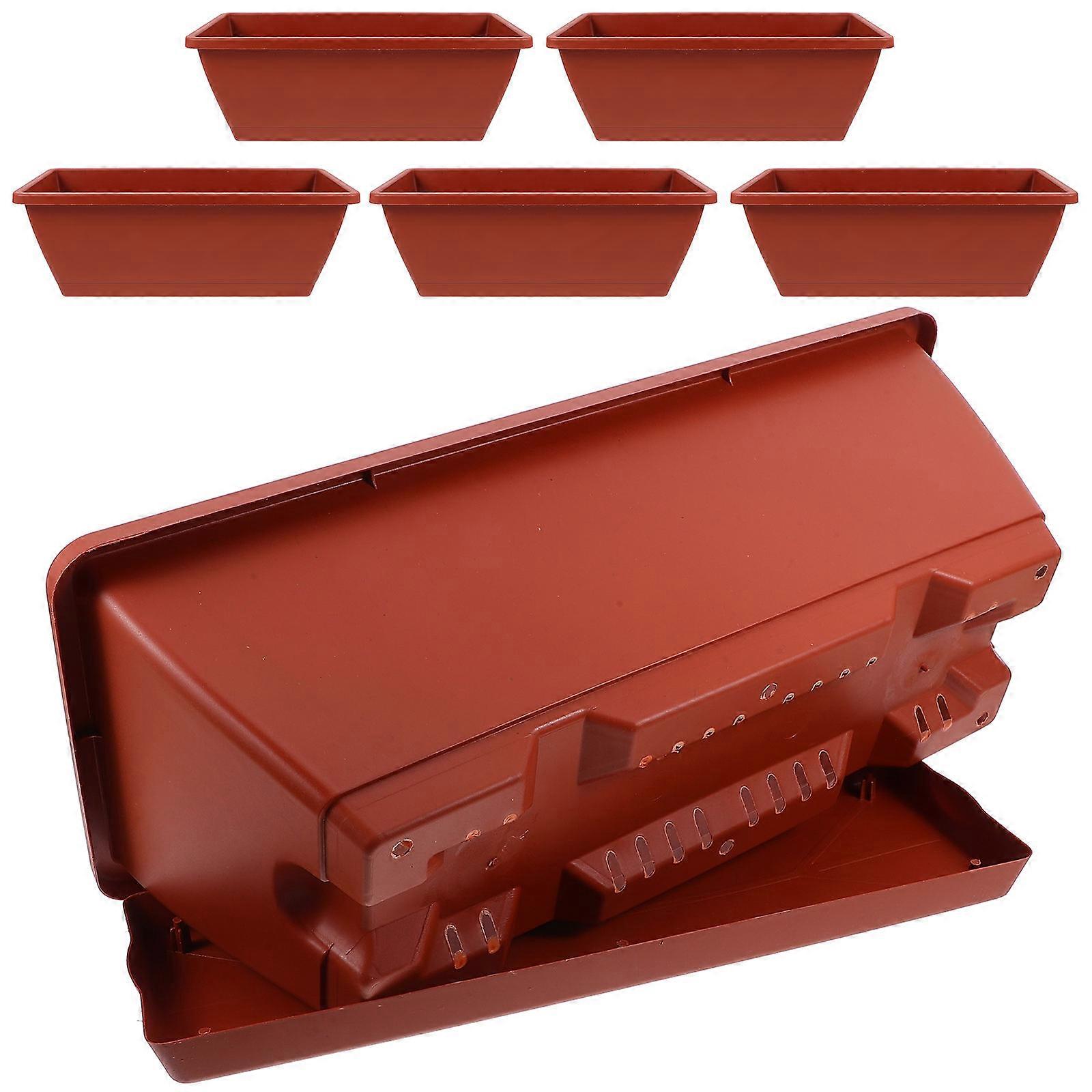 Flowerpot Plastic Rectangular Balcony Large Dark Red 43.00X17.00X15.20CM Water Permeability 6Pcs