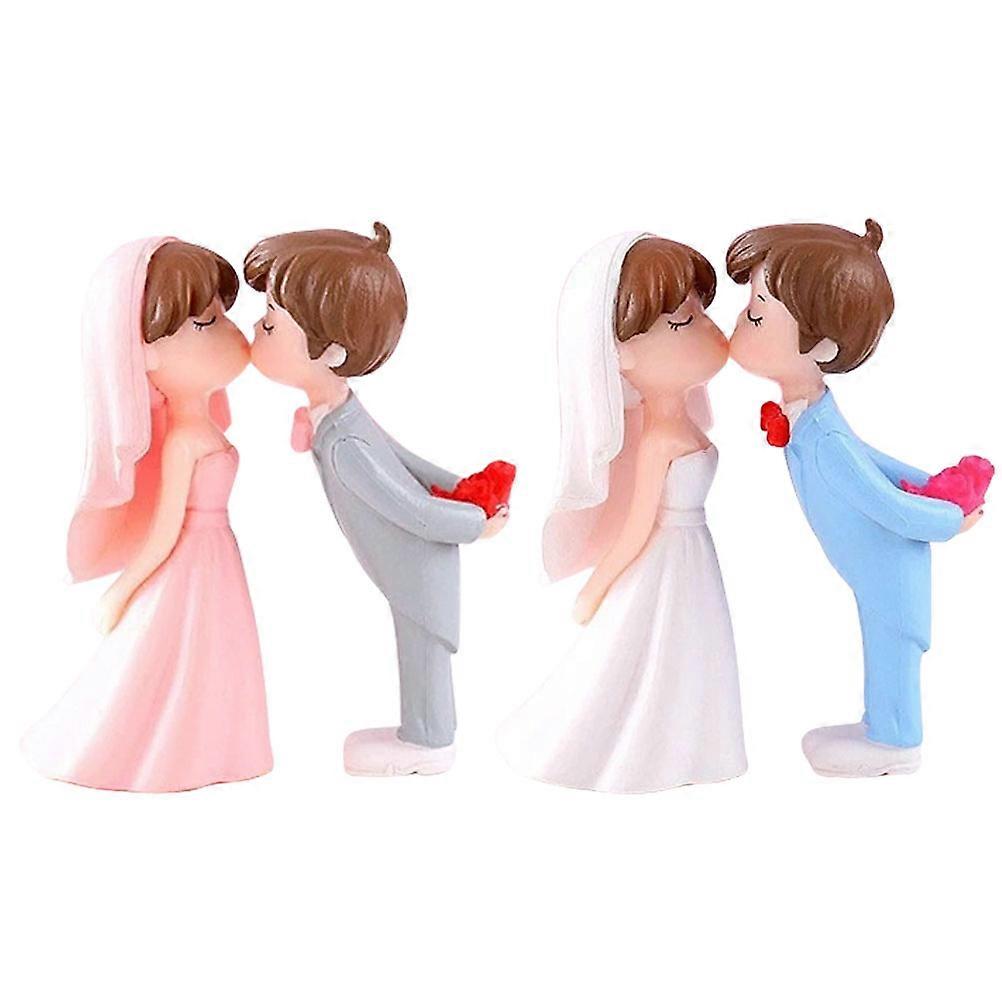 تمثال العروس والعريس تمثال للزوجين للديكور البلاستيك الملون المتنوع يجلب المزيد من الفرح لديكور الزفاف