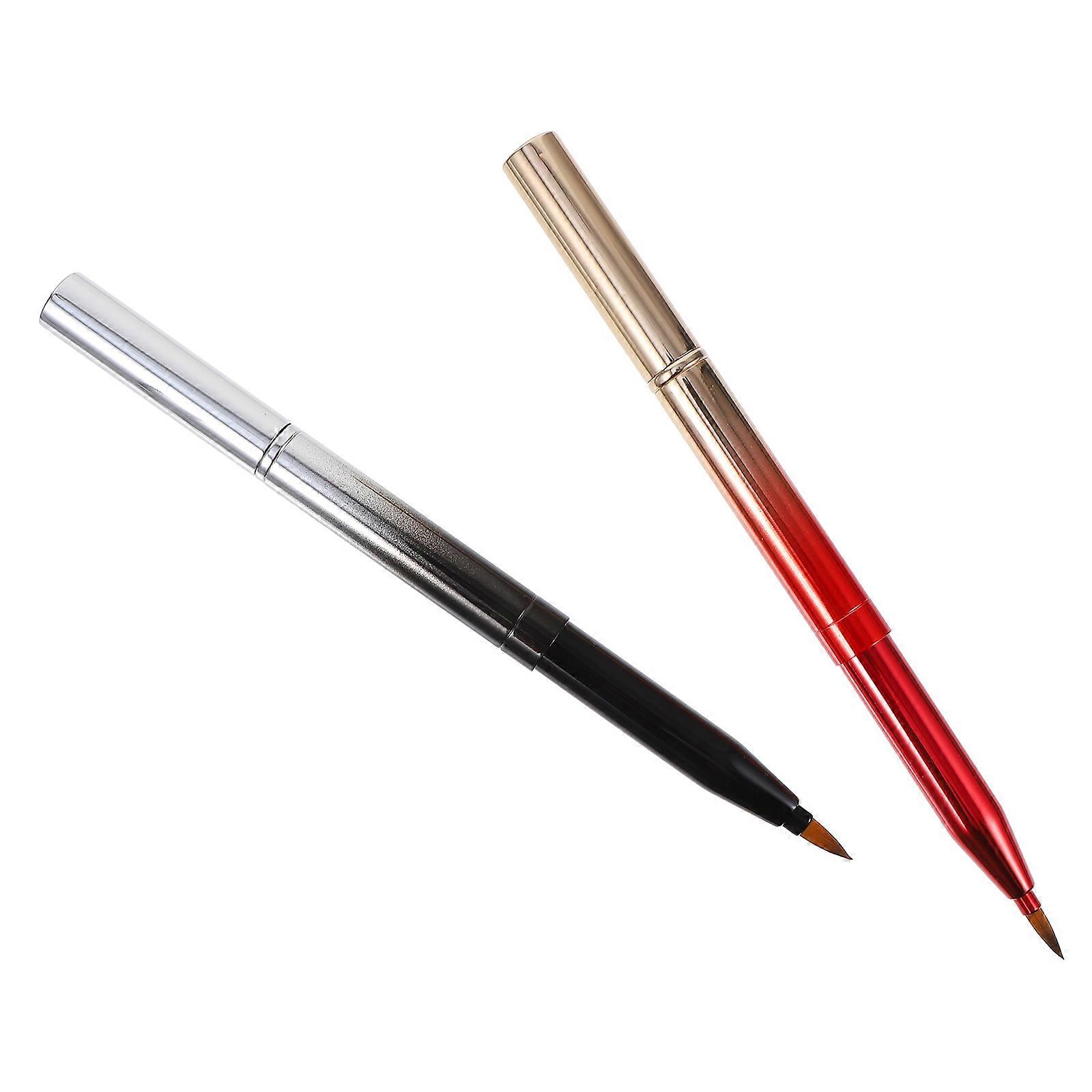 Double-Ended Lip Brush For Lip Makeup Daily Use Assorted Color Compact Design 2Pcs