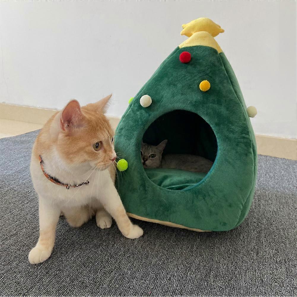 Breathable Dog Cat Sleeping Nest Foldable Puppy Kitten Warm Beautiful Bed Washable Pet Soft Christmas Tree Shape PP Cotton House