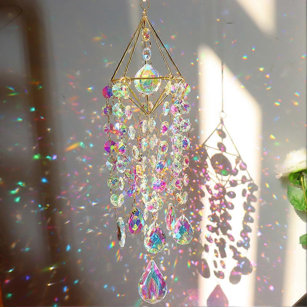 Crystals Large Breathless Chime Prism Sunlight Catcher Hanging Ornament Curtain Room Decor Handmade Jewelry Garden Ornament