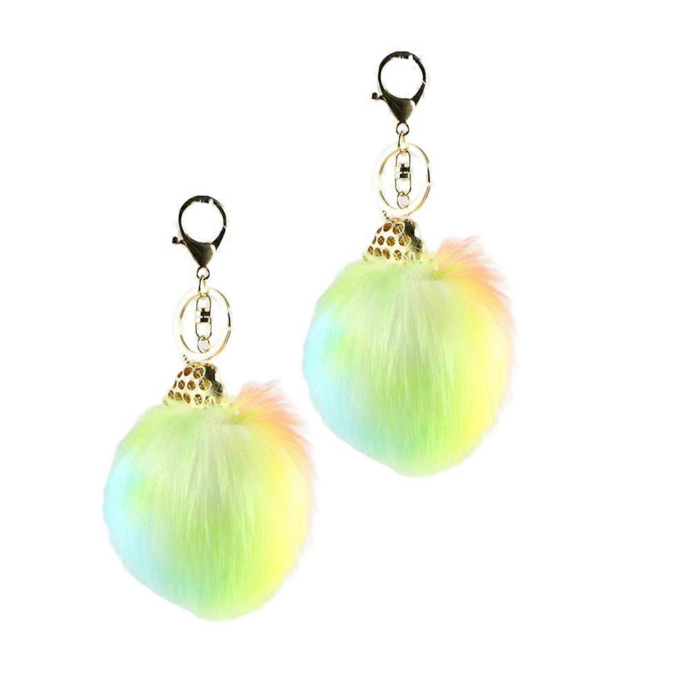 Fuzzy Ball Key Rings Colorful Hanging Decoration for Decor