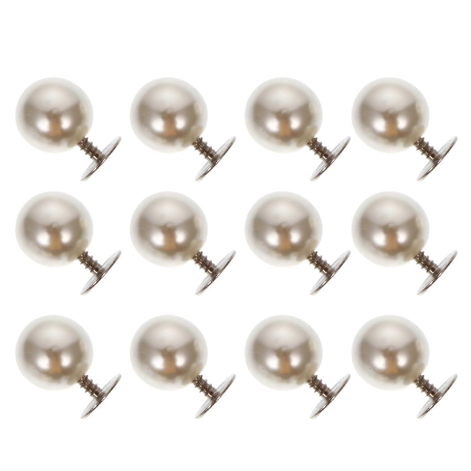 White Pearl Buttons for Decoration Use Elegant Plastic and Metal Craft Buttons 100Pcs