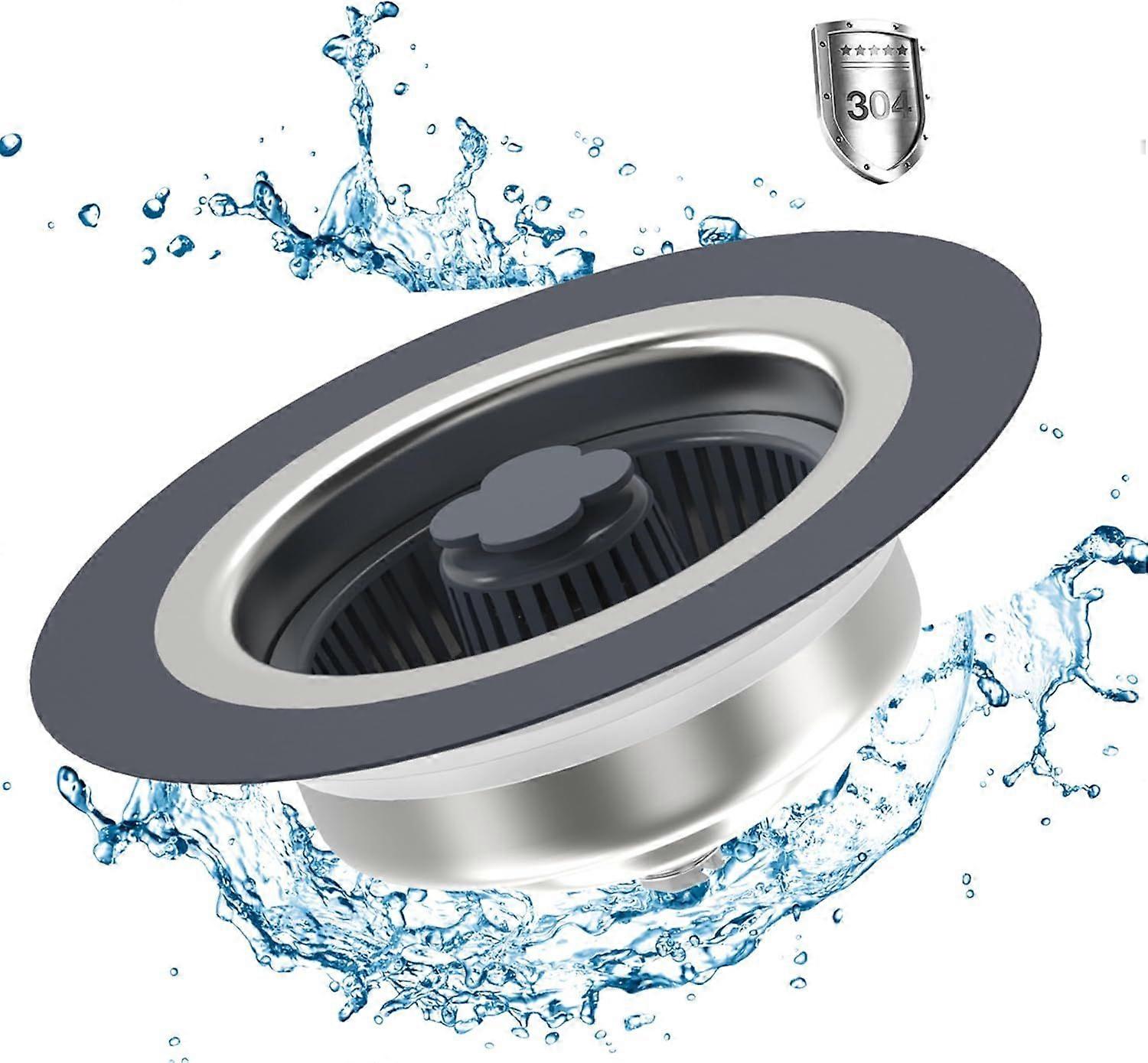 3 in 1 Kitchen Sink Drain Strainer and Stopper Combo,[Stainless Steel Pop Up Sink Stopper]
