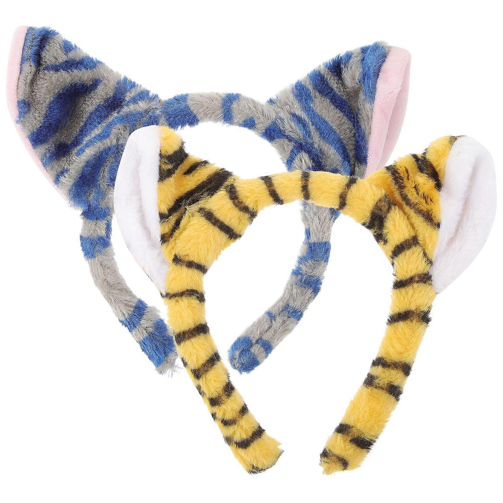 Cute Plush Tiger Headband 2 Pcs Assorted Color Design For Women And Childrens Parties