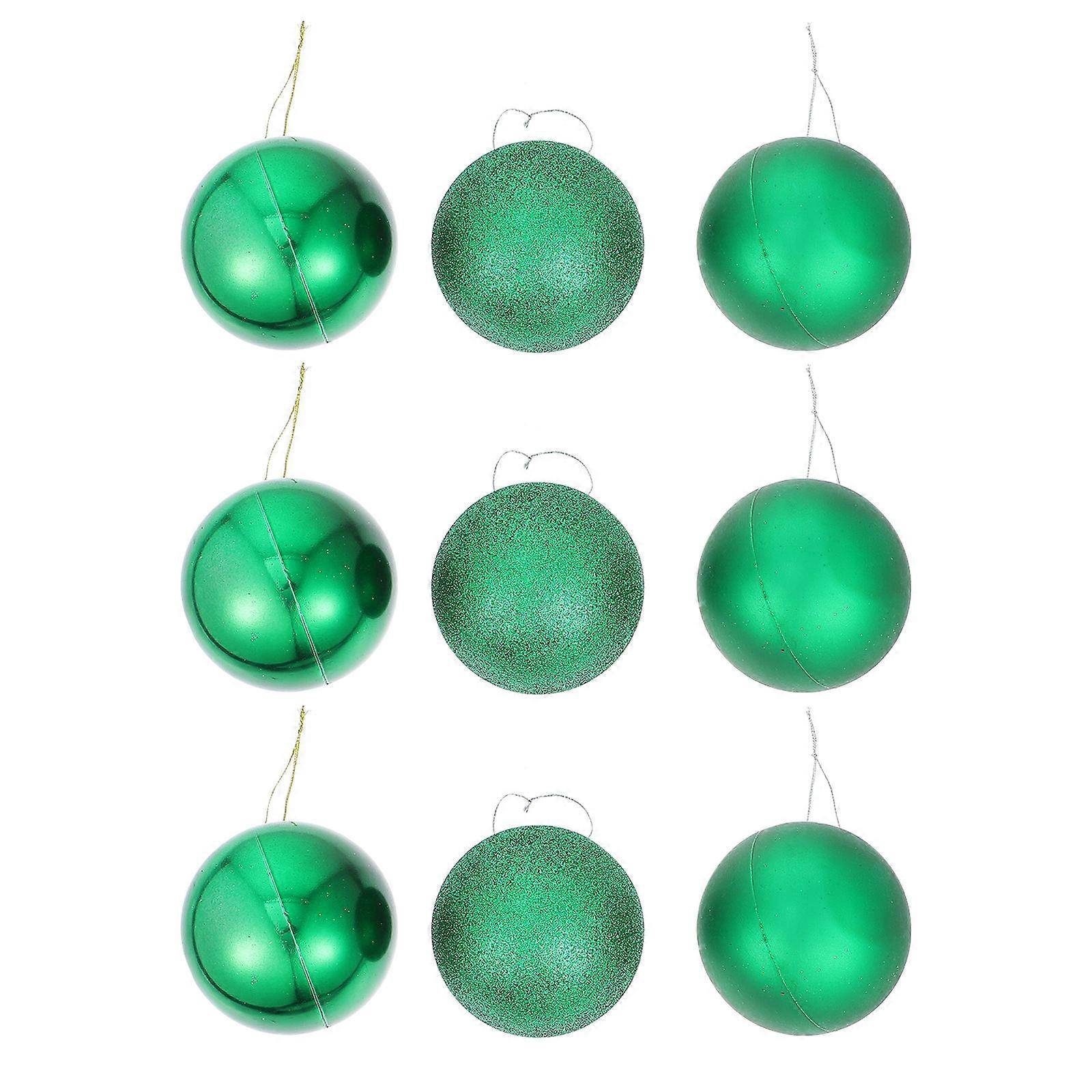 Christmas Tree Hanging Decoration 24Pcs Delicate Design Green Round Ornaments For Festival Party 8Cm Size