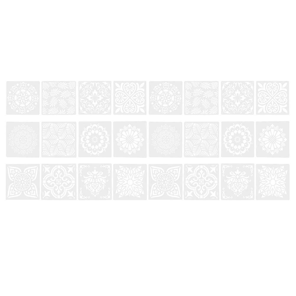Flower Pattern Painting Stencil 24Pcs For DIY Projects Featuring 13X13CM Reusable Design Easy To Clean