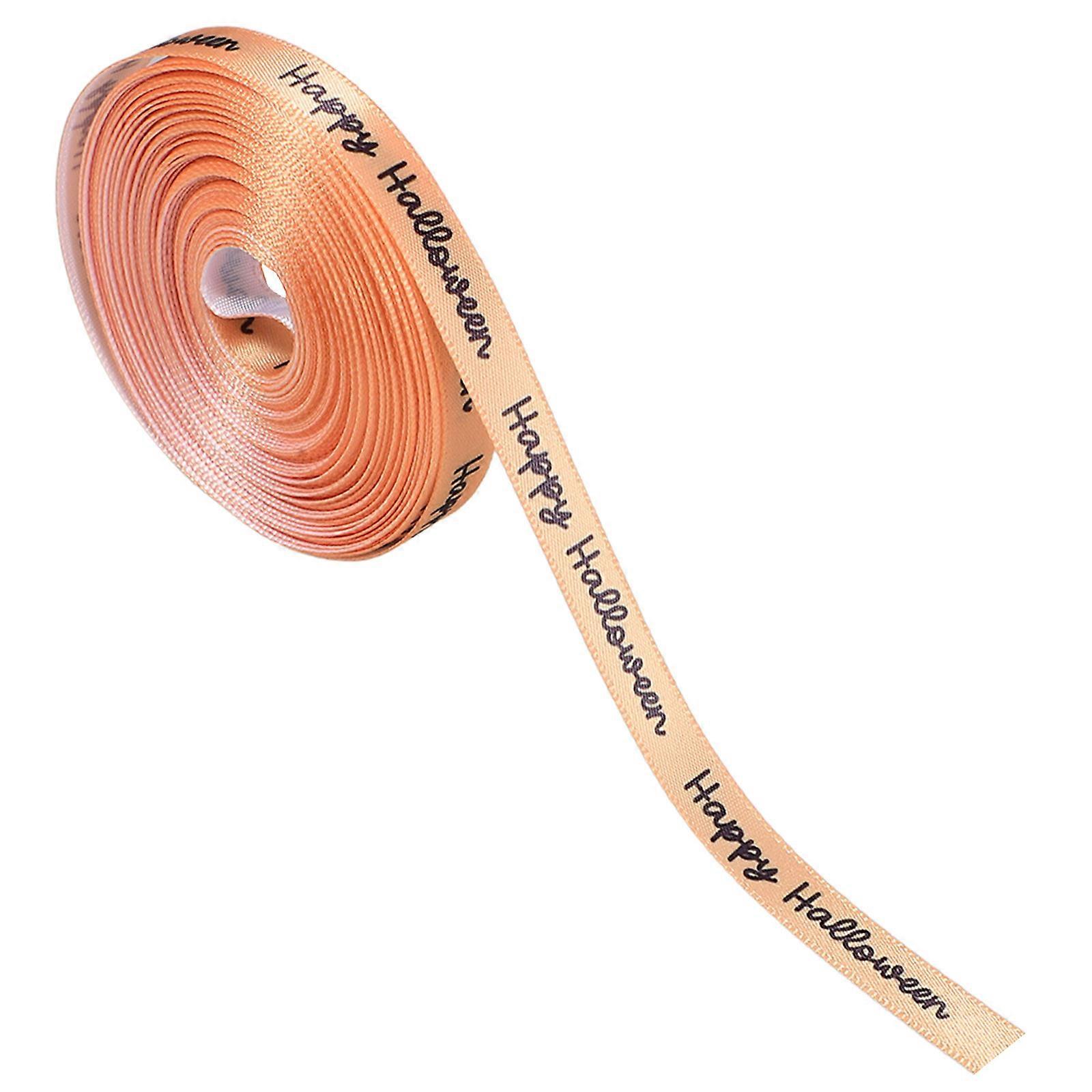 Halloween Satin Ribbon for DIY Crafts, Gift Wrapping & Decorations – Easy to Cut Black Lettering Ribbon for Boxes, Bouquets & Cakes