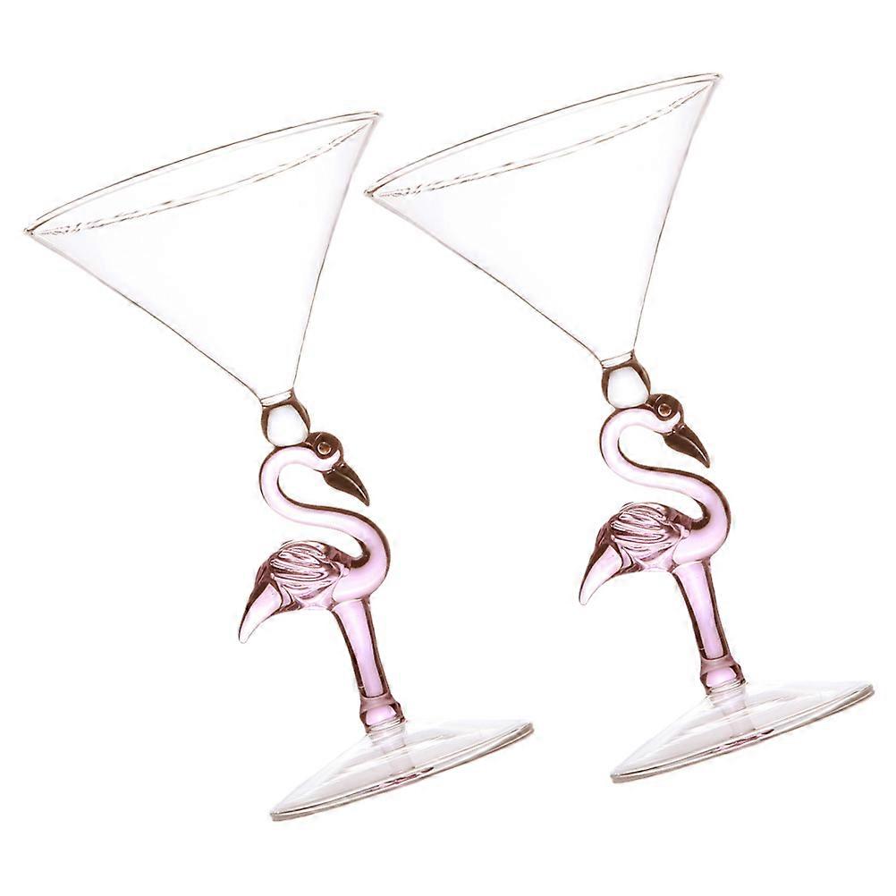 Pink Frosted Flamingo Wine Goblets Multi Functional Party Glasses for Weddings, Cocktail Bars, Easy to Clean