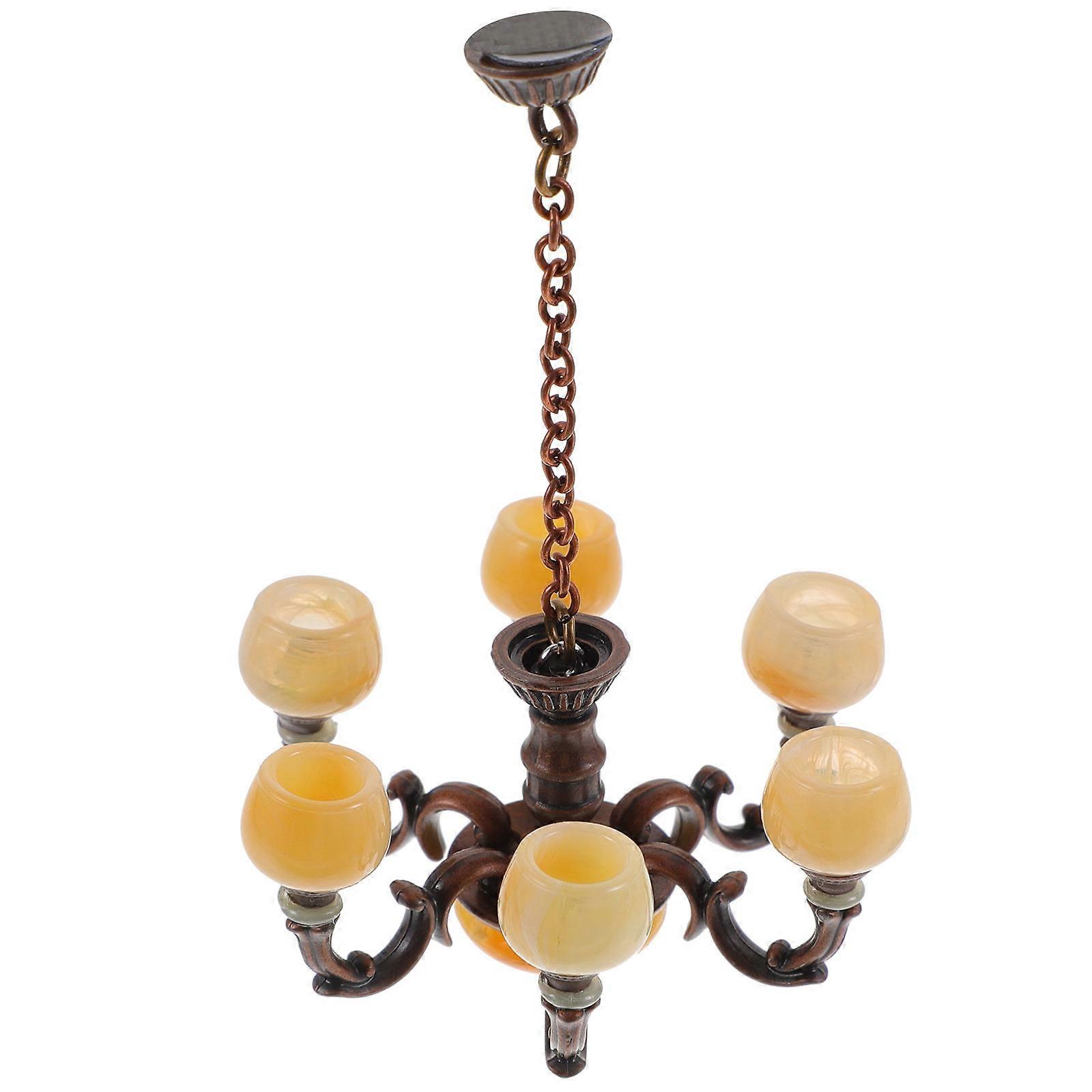 Miniature Hanging Ceiling Lamp Retro Dollhouse Light Prop Tiny Ceiling Lamp Adornment for Mini House Accessories Craft Decoration