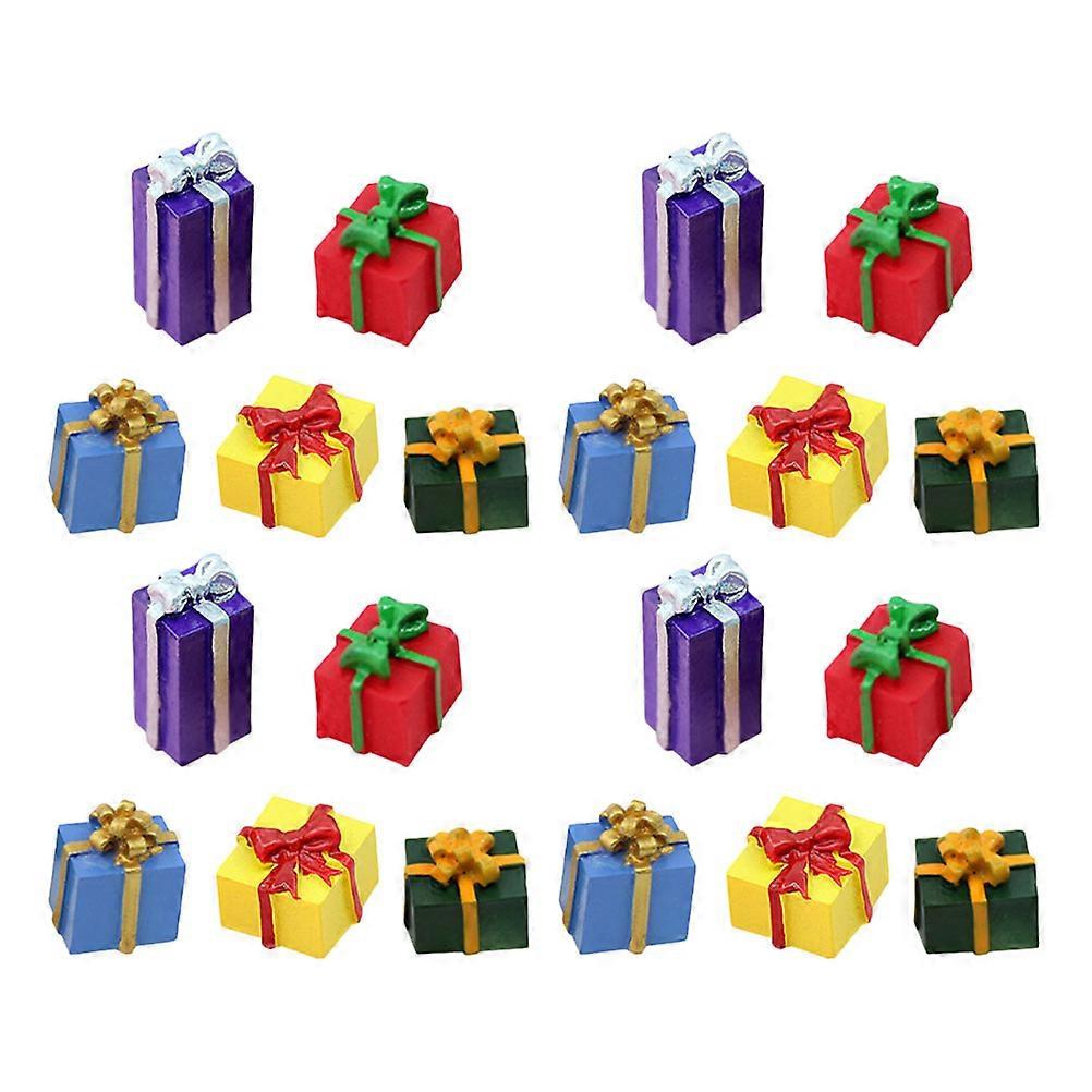24 Pack Mini Resin Christmas Gift Boxes – Reusable Holiday Ornaments for DIY Crafts, Party Favors, Tabletop & Tree Decorations – Festive Tiny