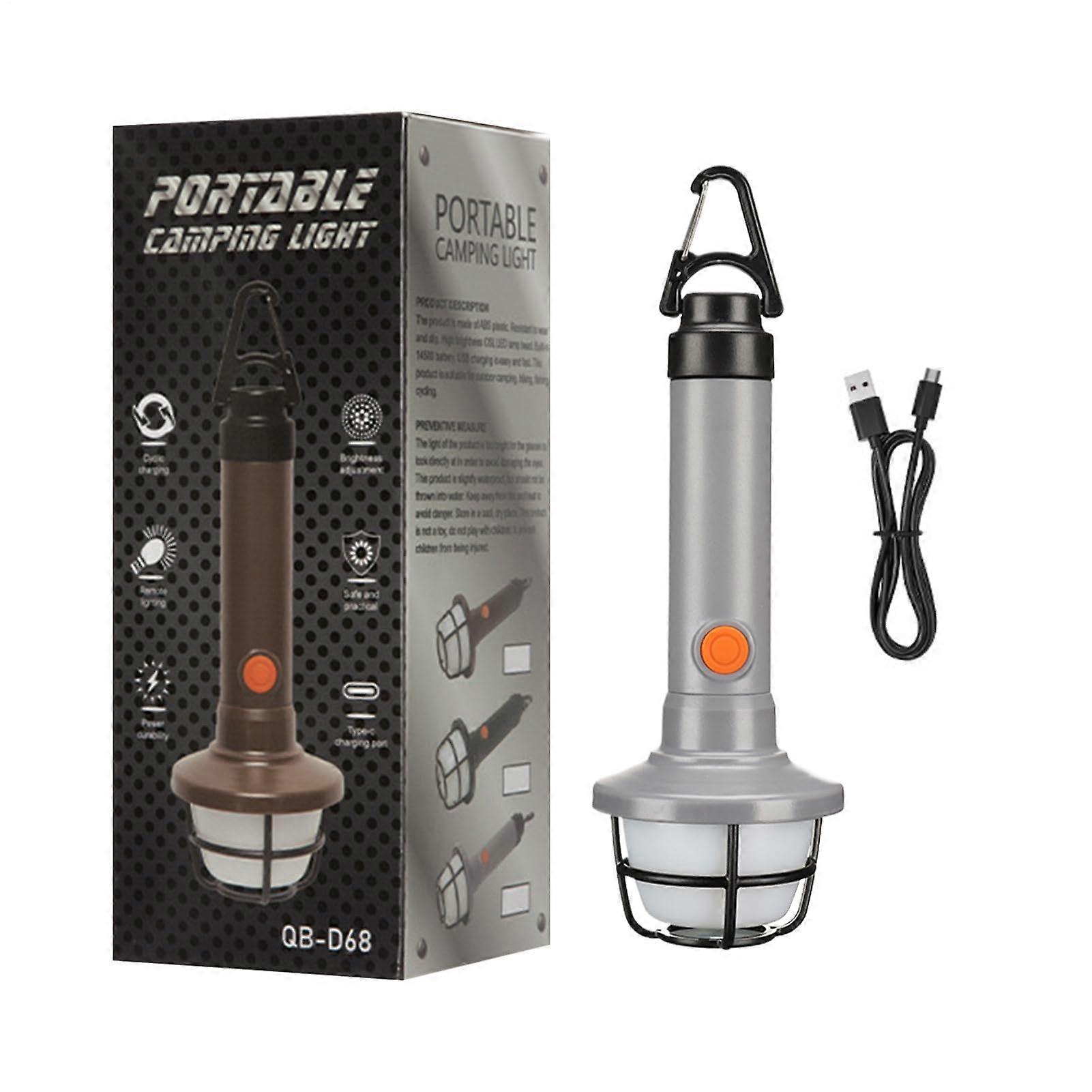 Camping Light – LED Flashlight, Portable, Multifunctional, for Hiking, Sports and Leisure, for Hiking and Travel, Gray