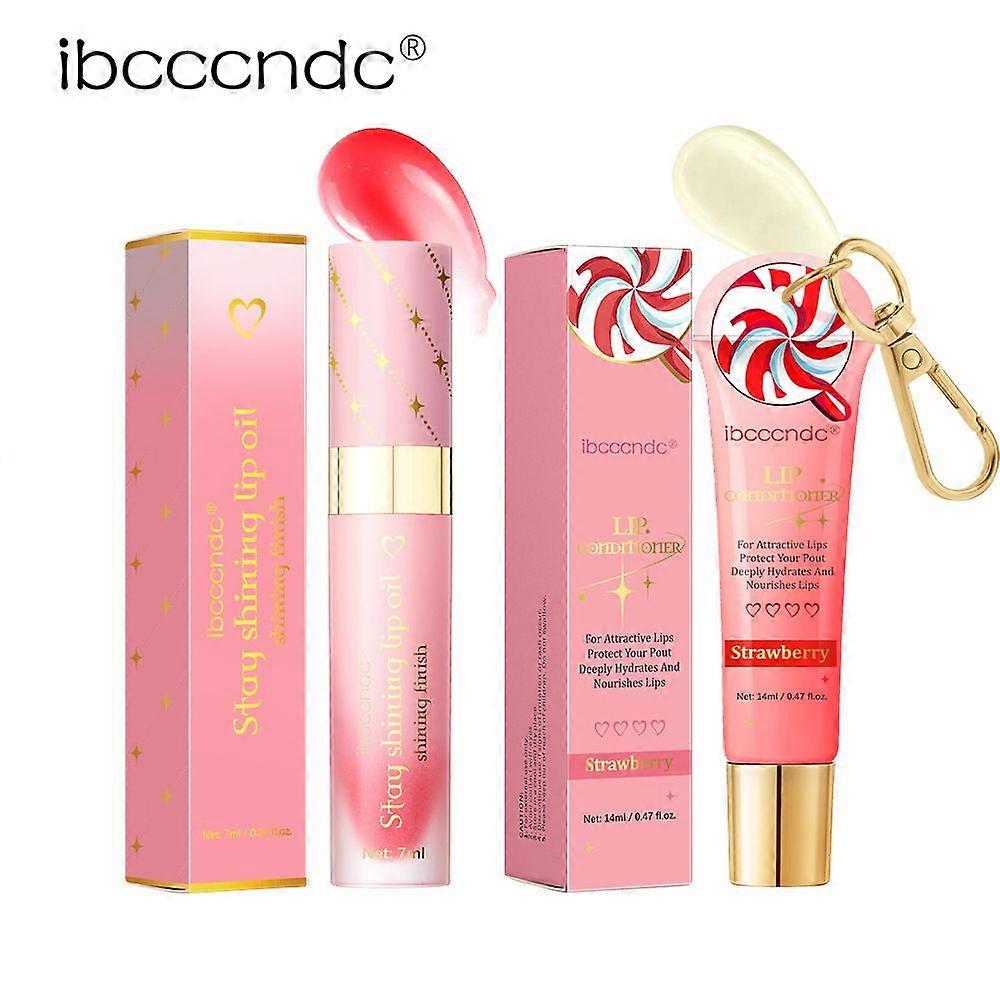 Lip Conditioner & Lip Oil Set, Moisturizing Natural Lip Care Set, Lip Gloss Balm For Dry and Chapped Lips