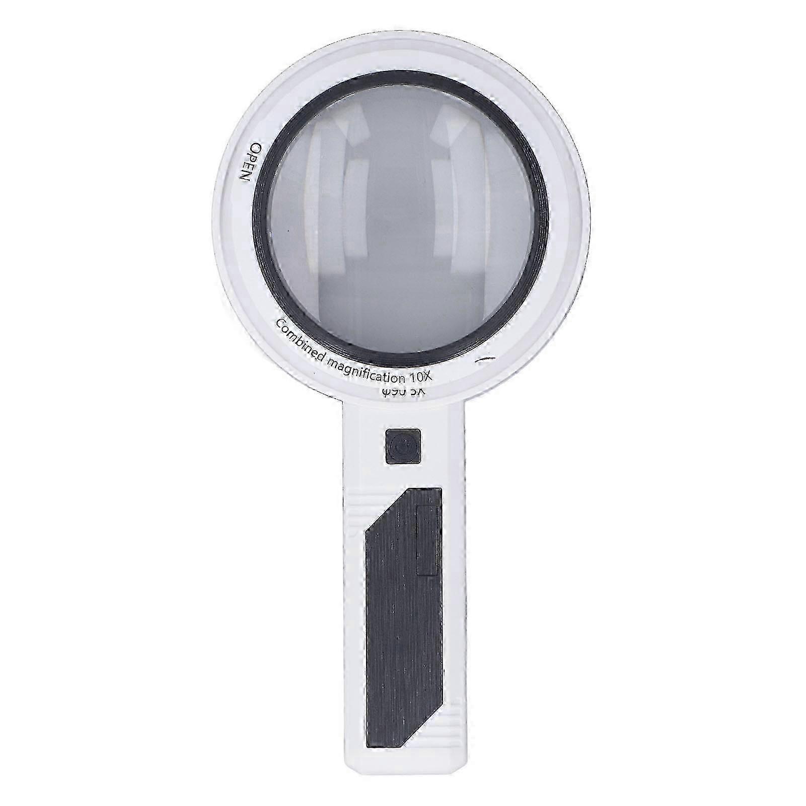 3X 5X 10X LED Handheld Rechargeable Magnifier with 3 Lighting Colors for Reading