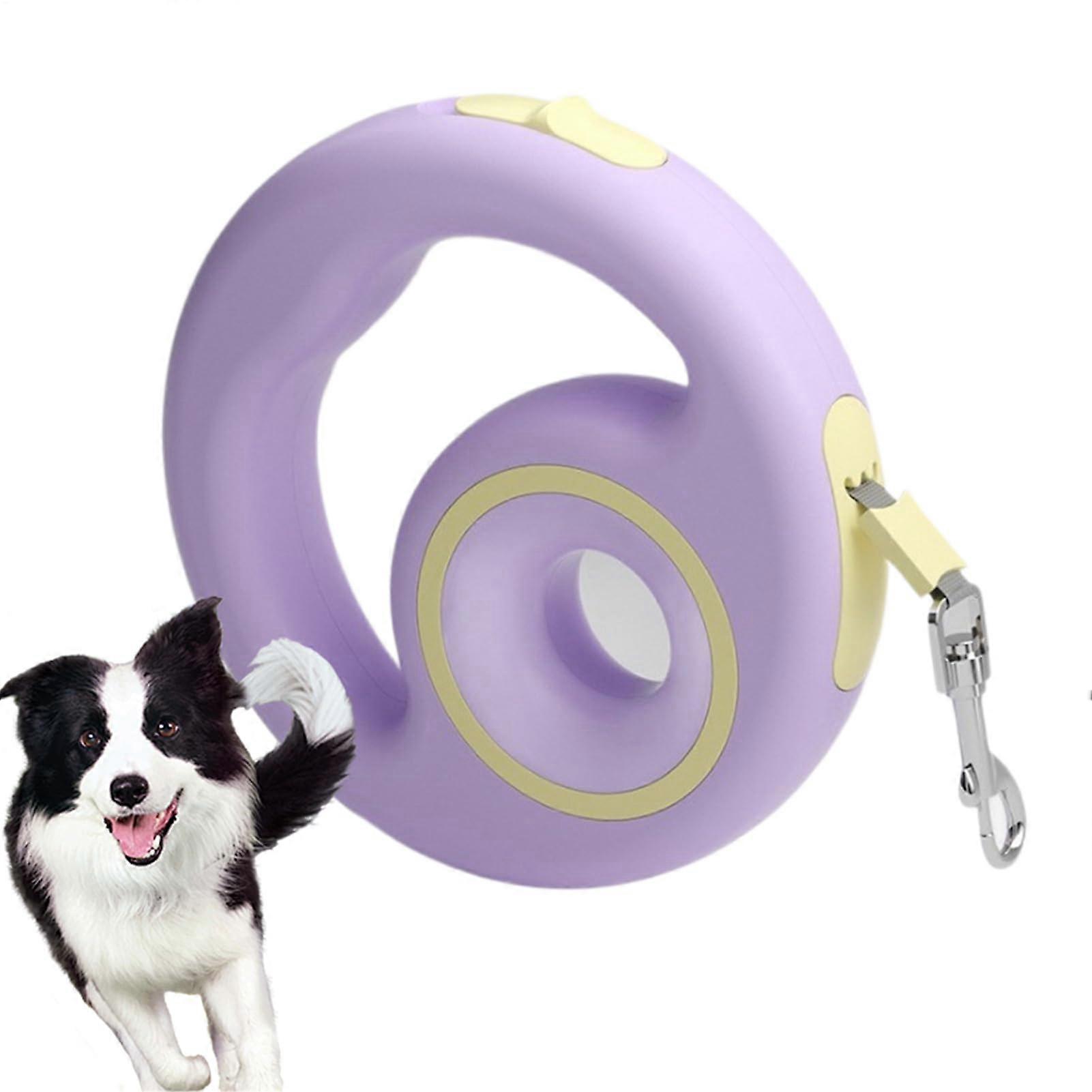 Retractable Dog Leash - Automatic Telescoping, Lightweight, Non-Slip Handle, Portable For Outdoor Activities, Purple