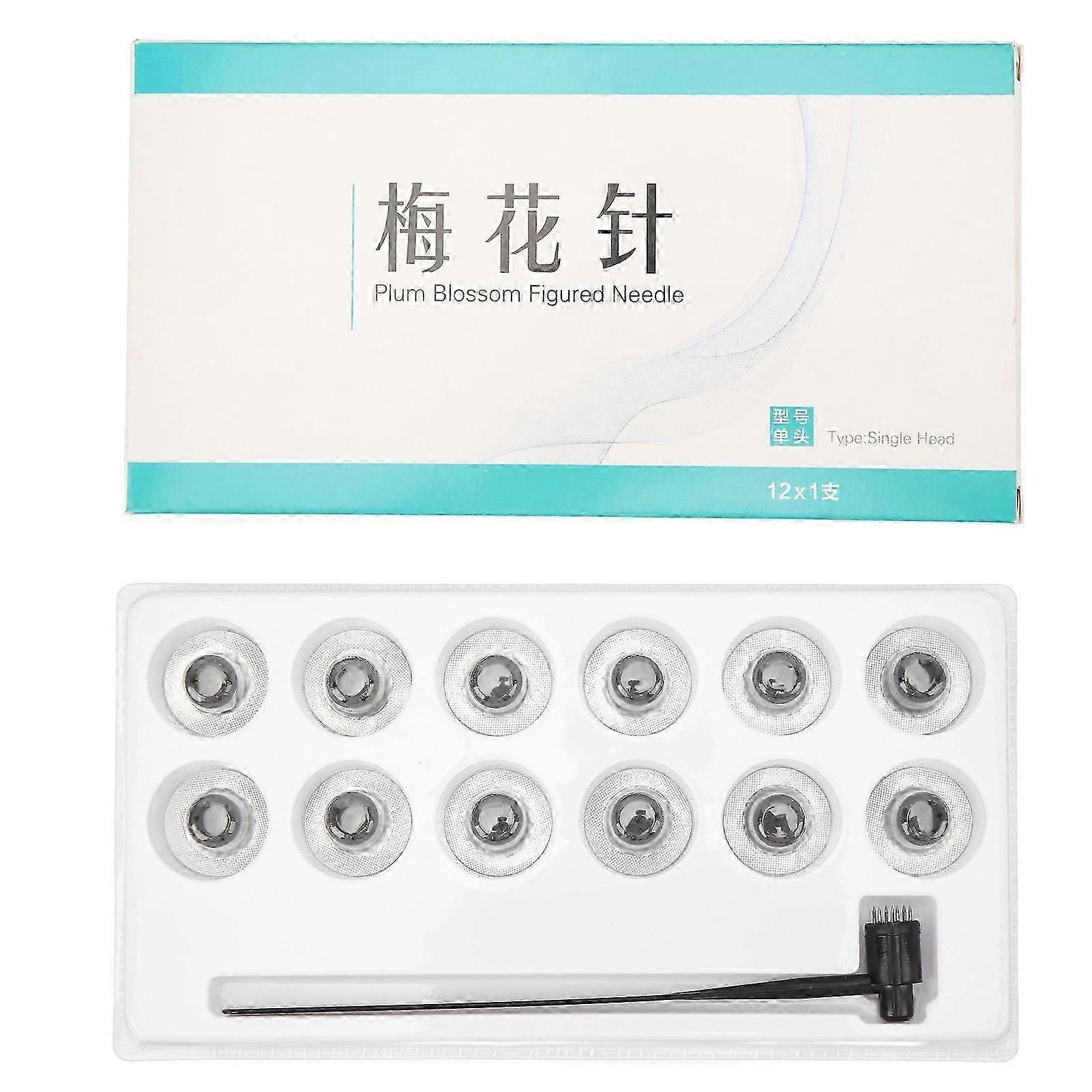 Marteau à aiguille Seven Star Hammer en acier inoxydable Plum Blossom Dermal Hammer avec 12 têtes de remplacement