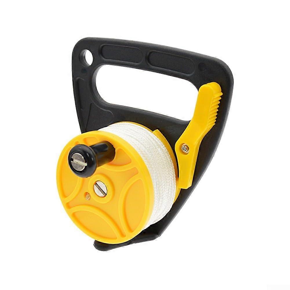 Scuba Diving Reel with Handle Thumb Clamp Hook for Underwater Rope Diving Reel Equipment Suitable for Various Underwater Activities(Yellow 46M)