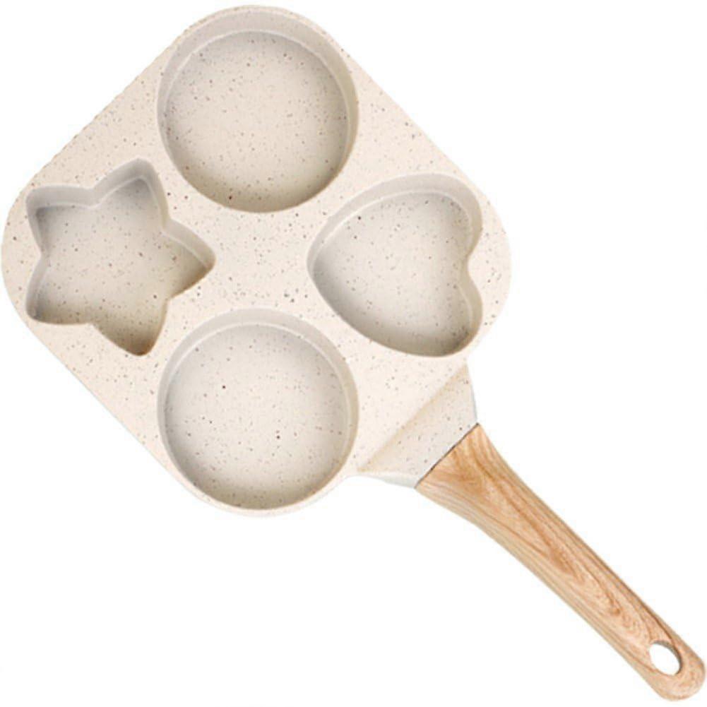 Mini Eggs Frying Pan 4 Holes Small Heart Star Shaped Nonstick Breakfast Cookware White Steak Burger Pot